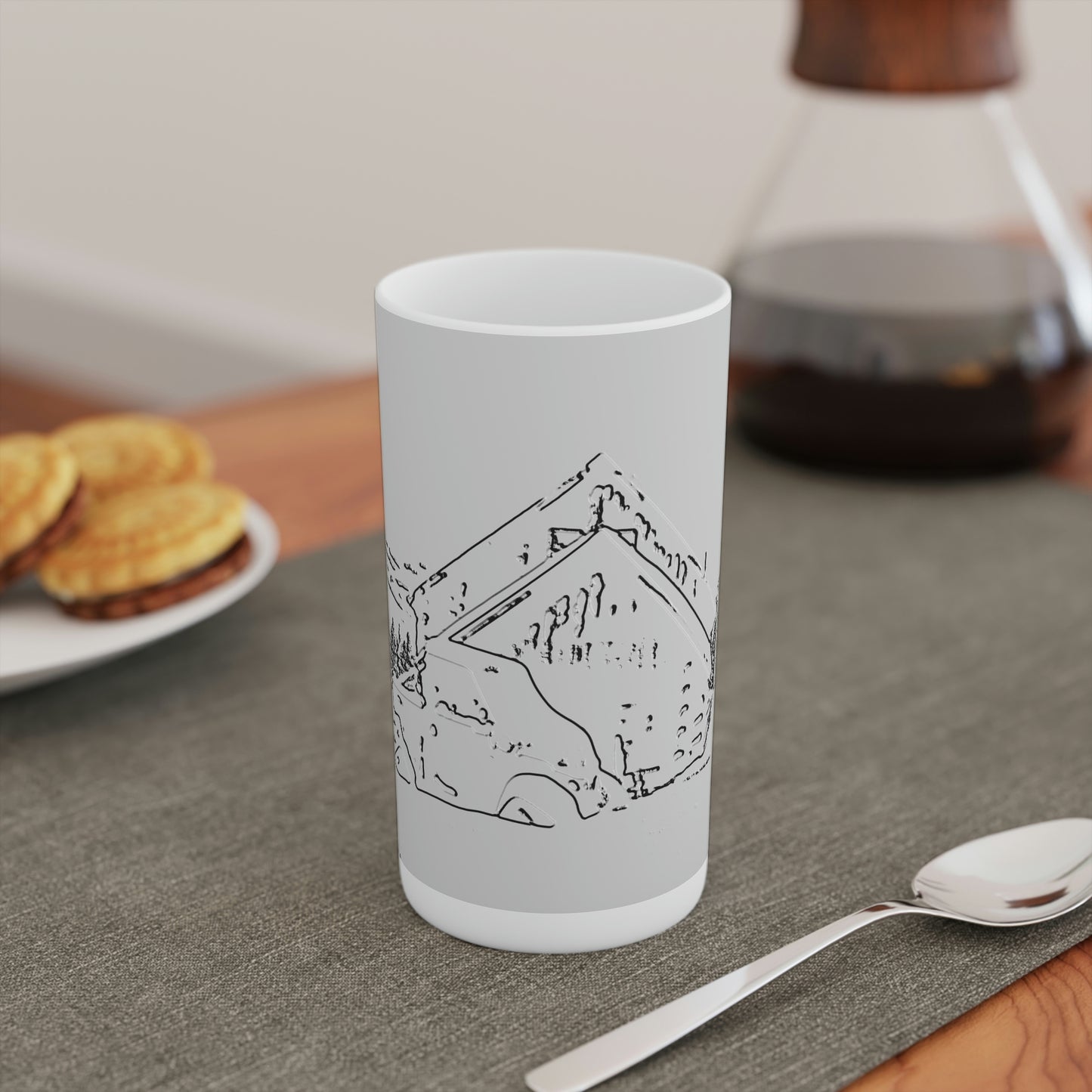 Conical Coffee Mugs (3oz, 8oz, 12oz) ... After An Intense Snow Storm ... 'Digging Out' ... A Vehicle & Cabin "In The Mountains" ... March 2023 ... Original Works ...