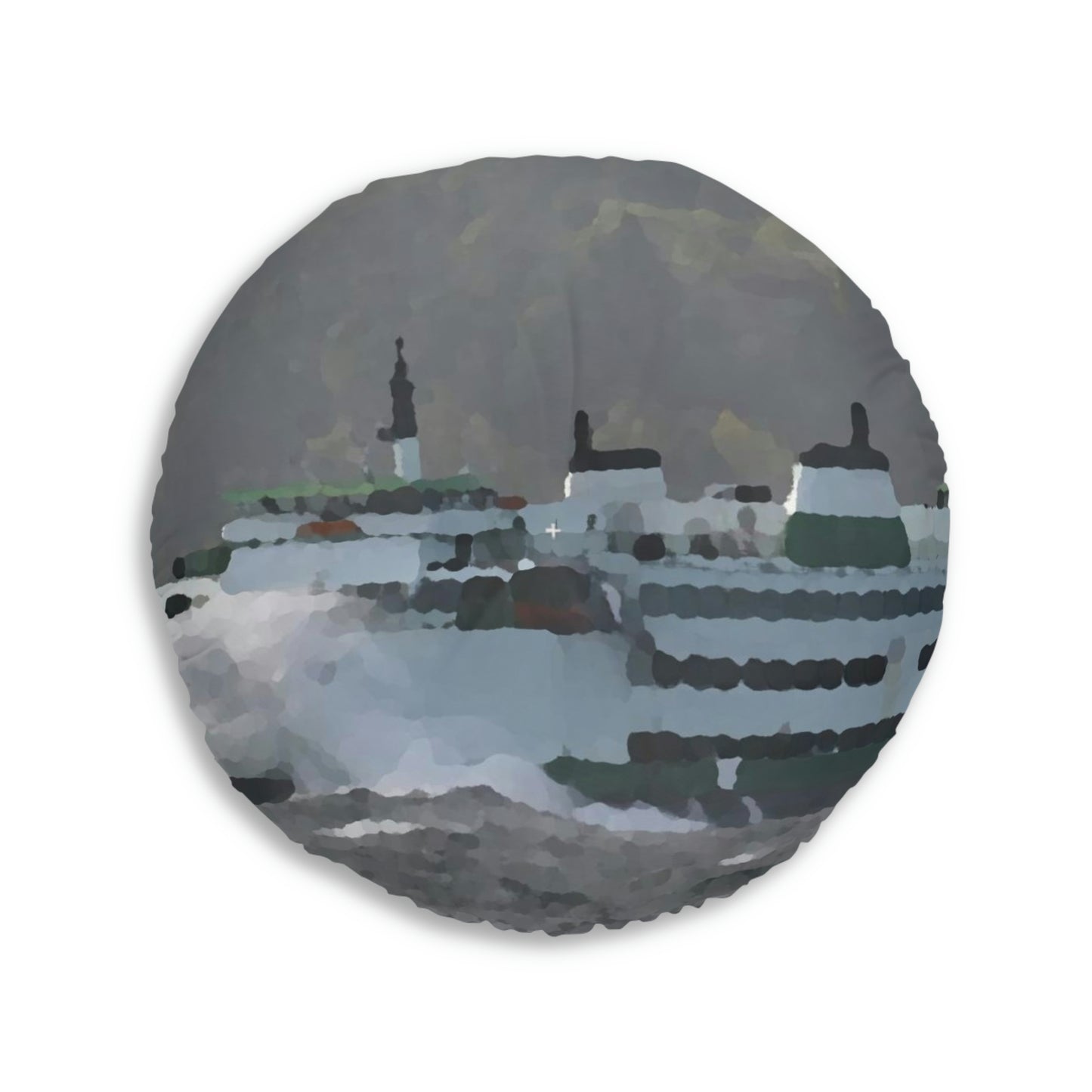 Tufted Floor Pillow, Round ... WADOT Ferry Crossing ... "A Very Rough Day" ... Mulkiteo Route ... Family Archives ... Early 1990's' ... Original Works ...