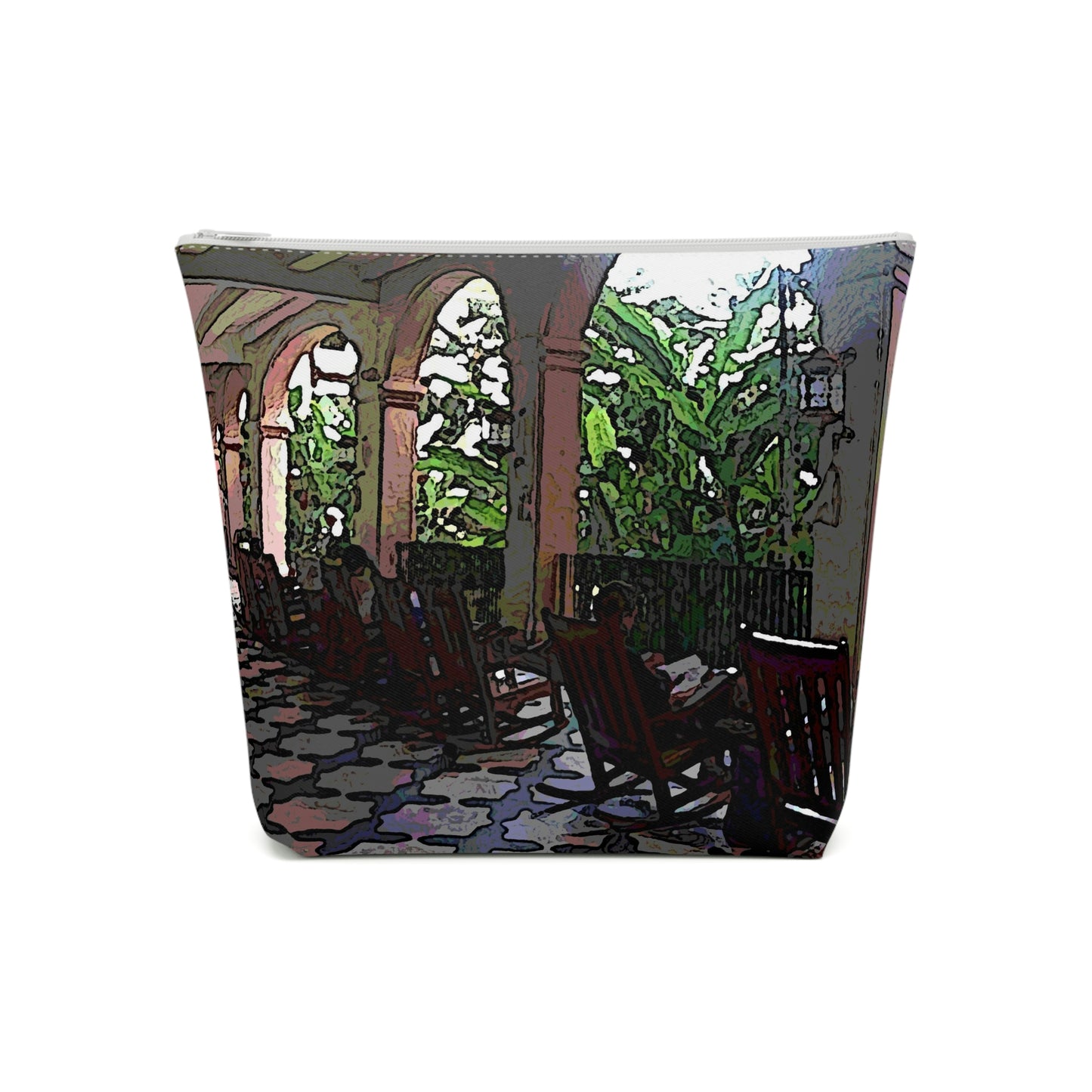Cotton Cosmetic Bag ...  Lanai & Rocking Chairs At: 'The Pink Palace' ... The Royal Hawai'ian ... Honolulu, HI ... '27Oct2014' ... Original Works ...