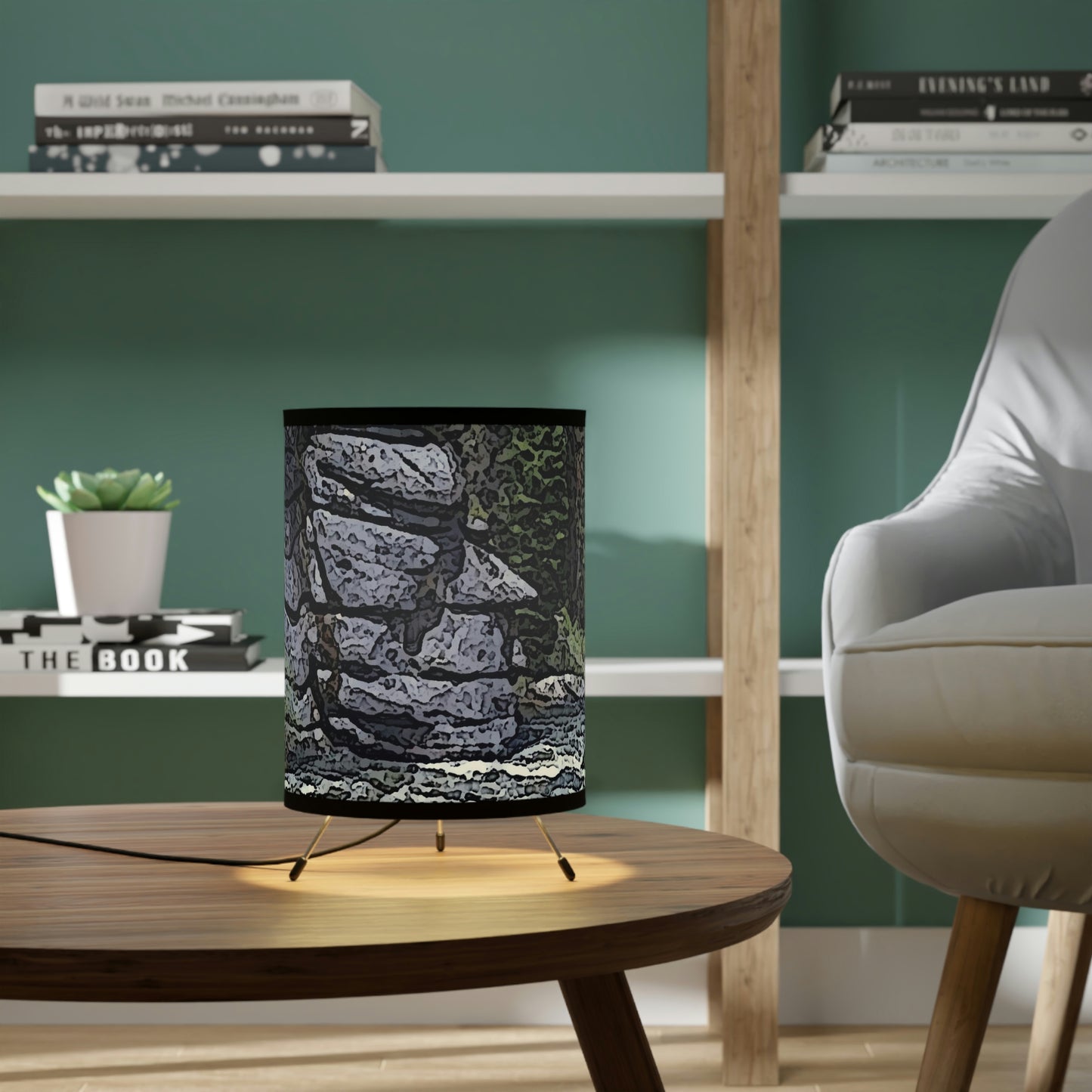 Tripod Lamp with High-Res Printed Shade, US\CA plug ... "I Am Innocent" ... Tricky-Dick Immortalized ... Nixon Rock: Along The River ... Central Idaho, Summer 2020 ... Original Works ...