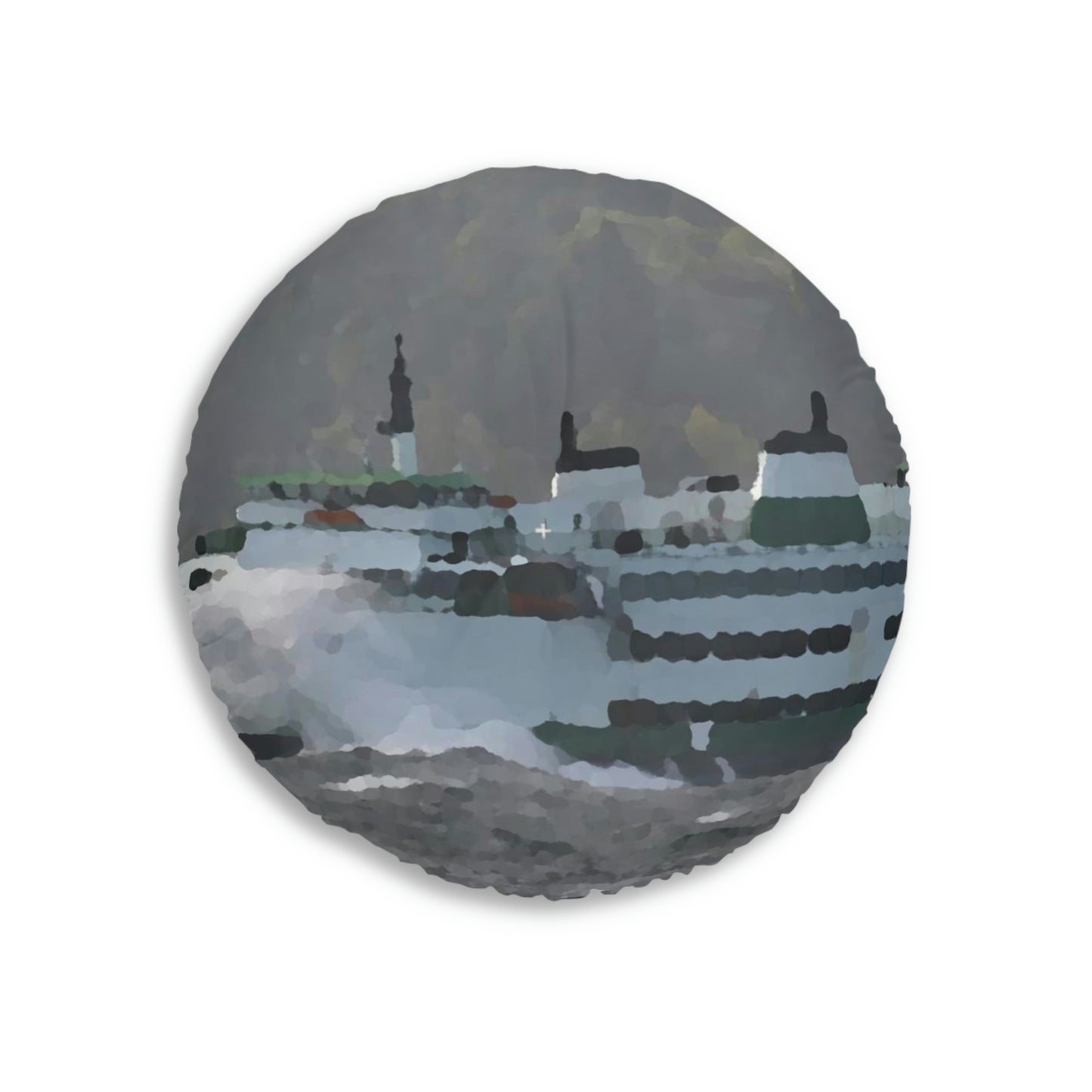 Tufted Floor Pillow, Round ... WADOT Ferry Crossing ... "A Very Rough Day" ... Mulkiteo Route ... Family Archives ... Early 1990's' ... Original Works ...