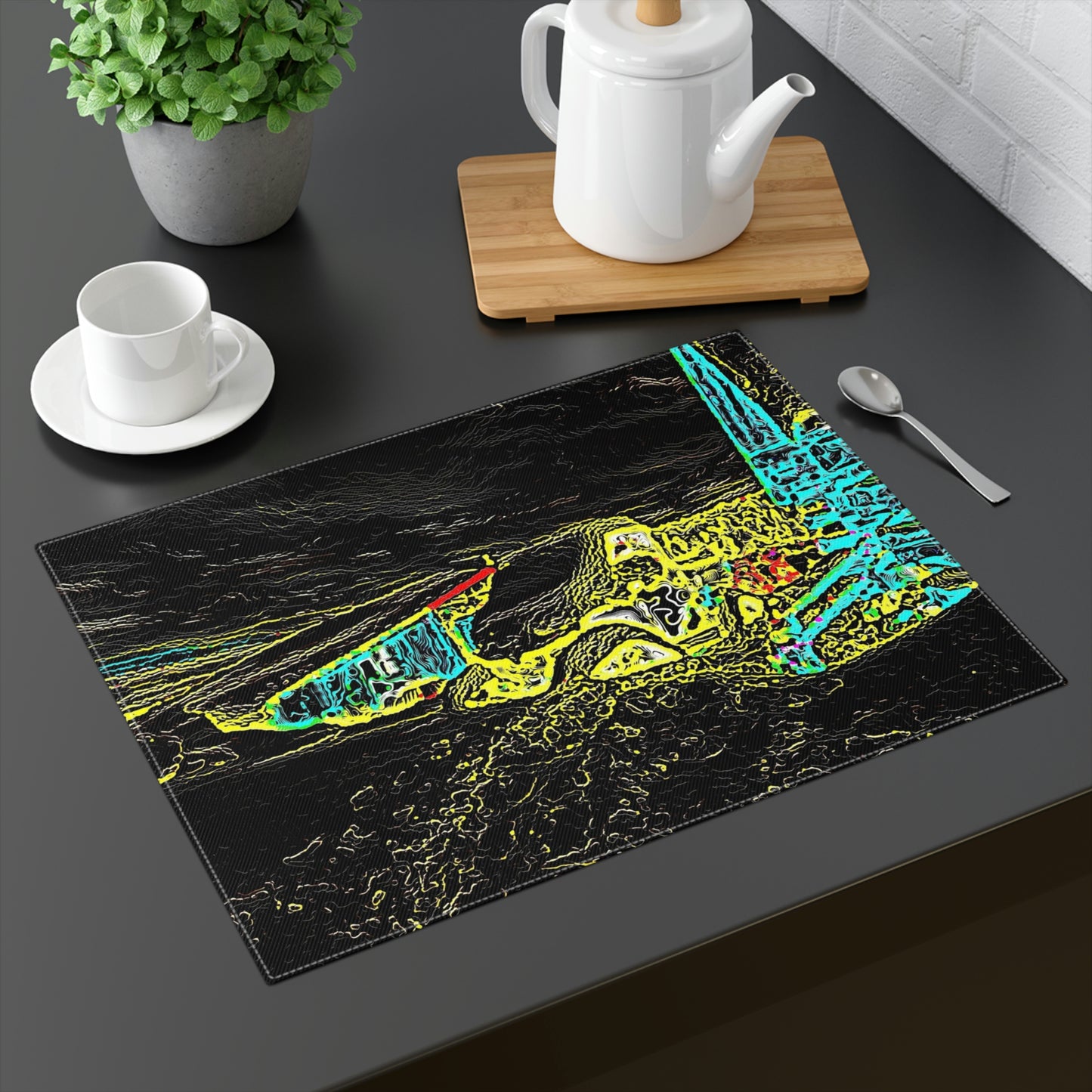 Placemat, 1pc ... "Snow Vehicle In Snow Storm At-Rest" ... Circa 12Mar23 ... Central Idaho ... 18-Hours Rendering Time: Original Works ...