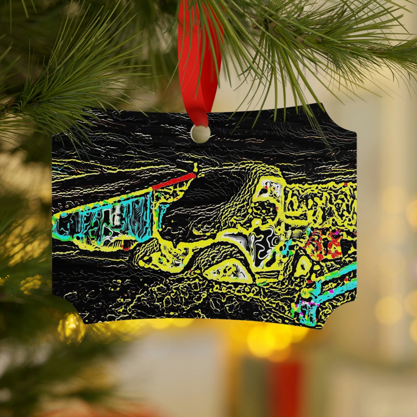 Plywood Ornaments (Round, Berlin) ... "Snow Vehicle In Snow Storm At-Rest" ... Circa 12Mar23 ... Central Idaho ... 18-Hours Rendering Time: Original Works ...