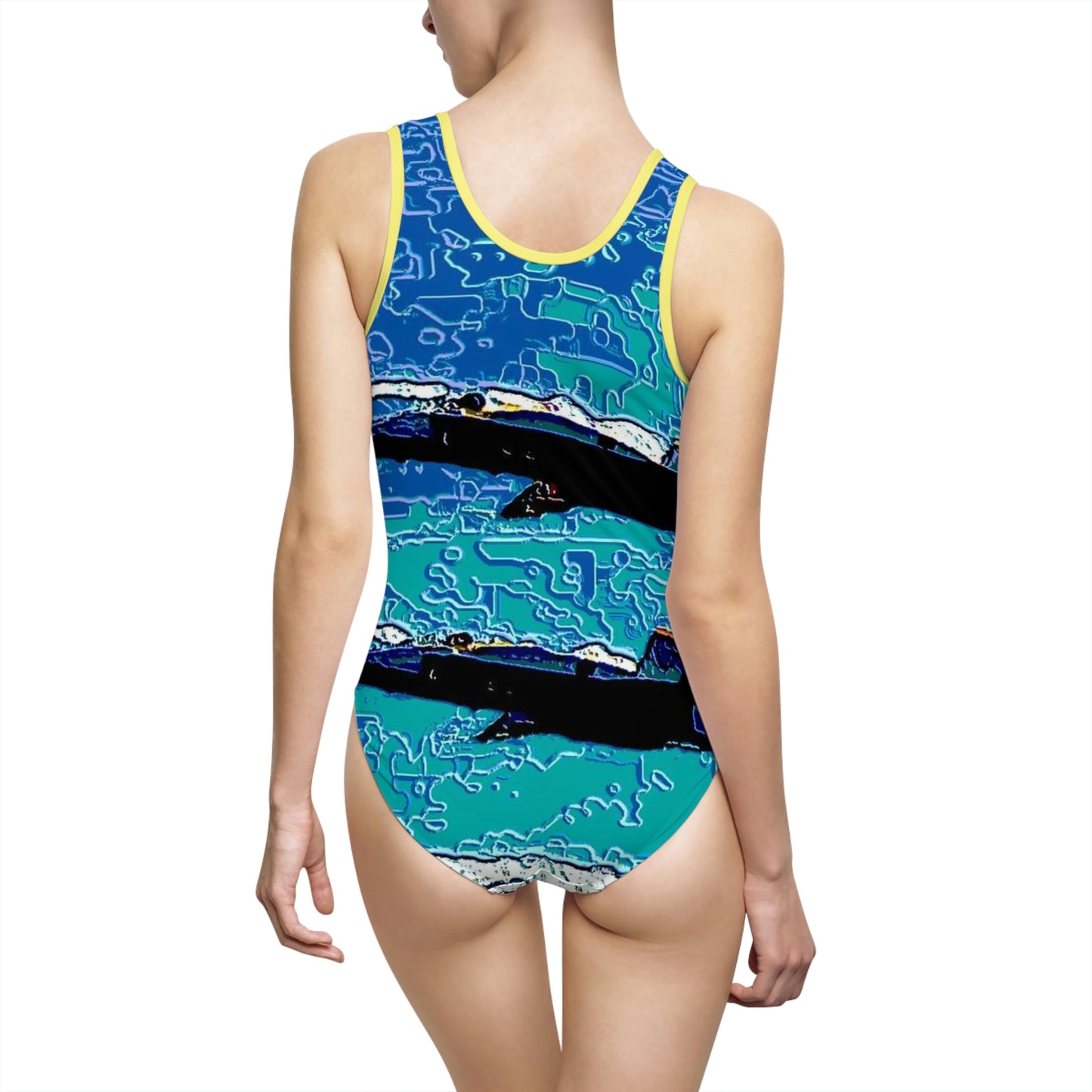 Women's Classic One-Piece Swimsuit ... Seattle Seafair ..."Blue Angels Run Over Lake Washington" ... Circa Mid 1980's ... Dr FJ Holt ... Original Works ...