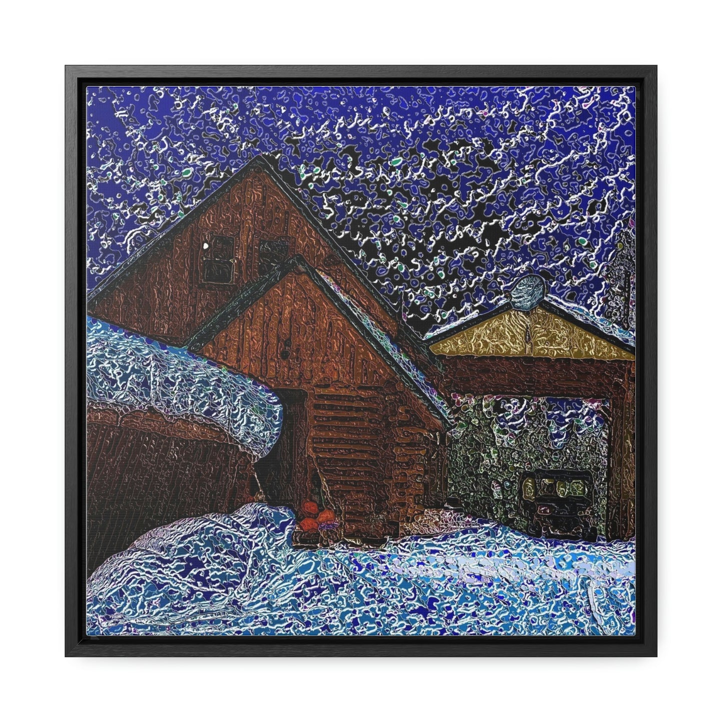 Gallery Canvas Wraps, Square Frame ... A Litle Bit Of Color ...  A Little Bit Of Van Gogh ... A Little Bit Of Vertigo ... "And Away You Go With The Snow .." Original Works: Rendering Time: 16 Hours ...