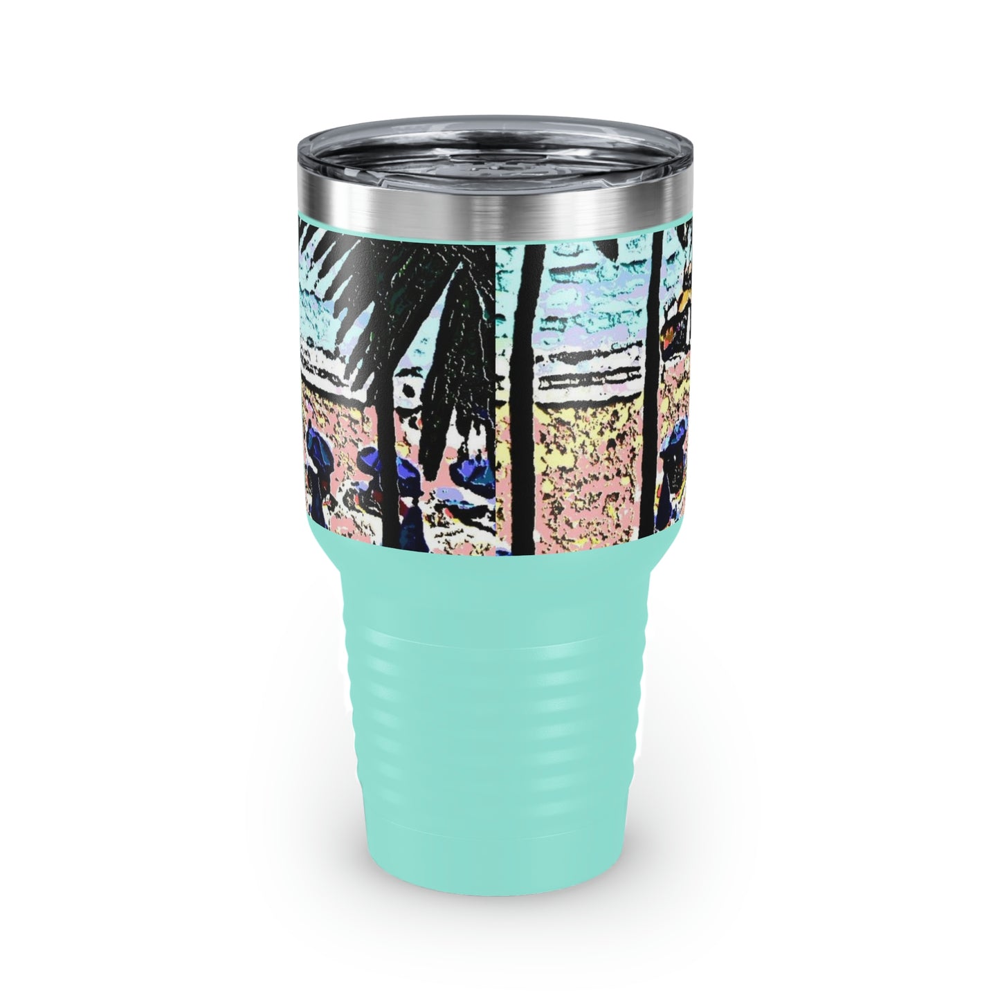 Ringneck Tumbler, 30oz ... "A Beautiful Beach Amongst The Palms" ... The Outrigger Waikiki, Honolulu, Oahu ... Original Works ...