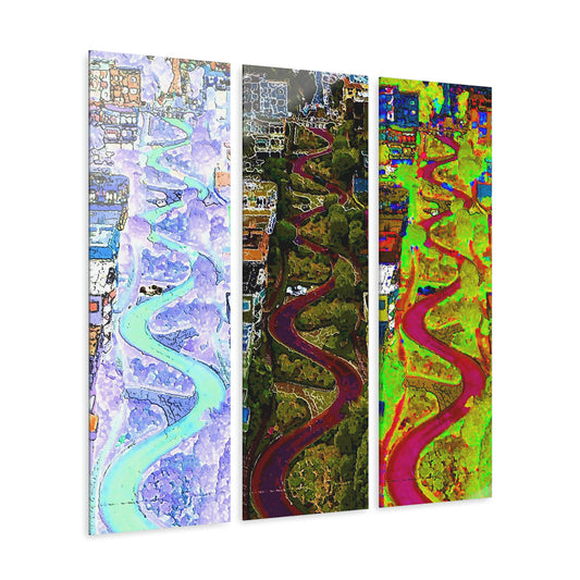 Acrylic Prints (Triptych) ... A Crazy Street ... 'Eight Winding Curve-Switchbacks' ... "Lombard Street, San Francisco, CA' ... Family Archives: 1970's ... Original Works ...