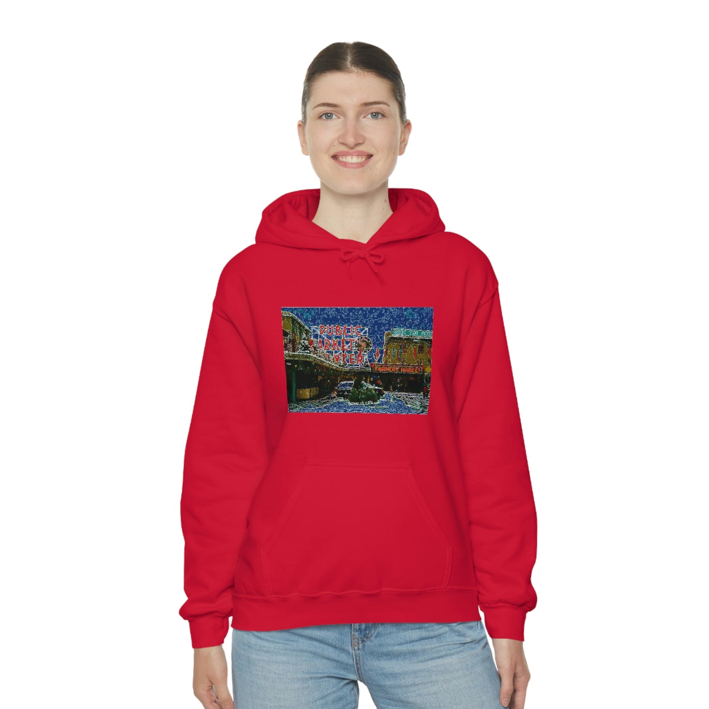 Unisex Heavy Blend™ Hooded Sweatshirt ... Pike Place Market: 'The Public Market', Seattle, Washington. Circa Fall 2013 ...