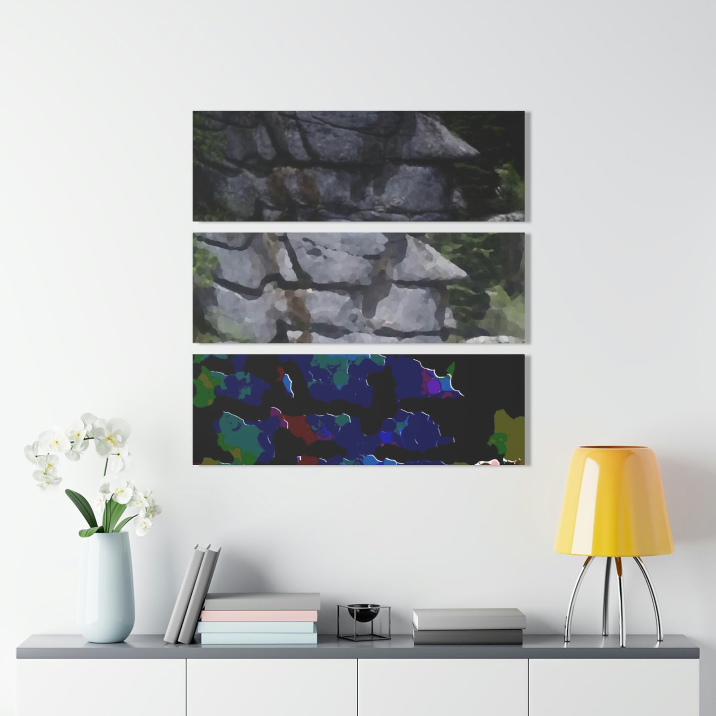 Acrylic Prints (Triptych) ...  "I Am Innocent" ... Tricky-Dick Immortalized ... Nixon Rock: Along The River ... Central Idaho, Summer 2020 ... Original Works ...
