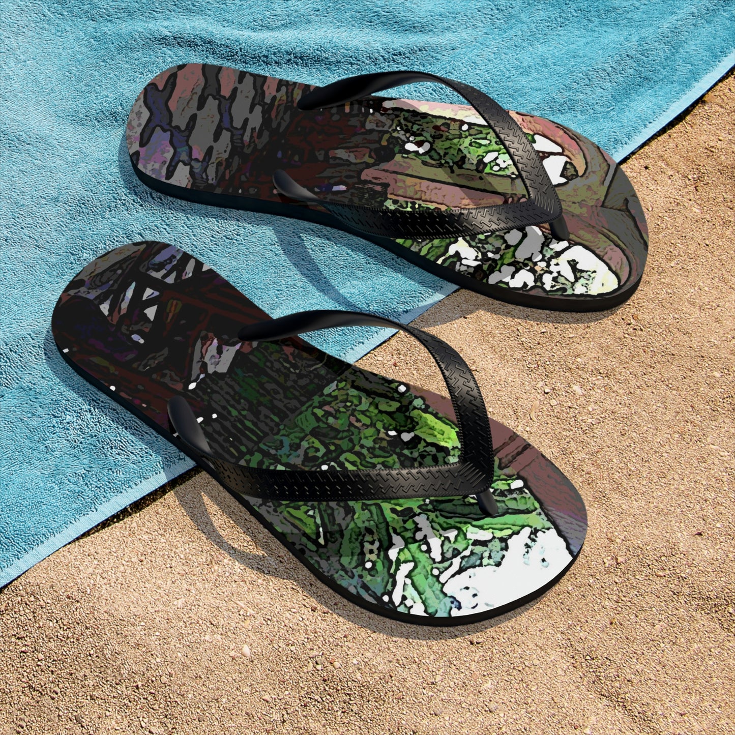 Unisex Flip-Flops ... Lanai & Rocking Chairs At: 'The Pink Palace' ... The Royal Hawai'ian ... Honolulu, HI ... '27Oct2014' ... Original Works ...