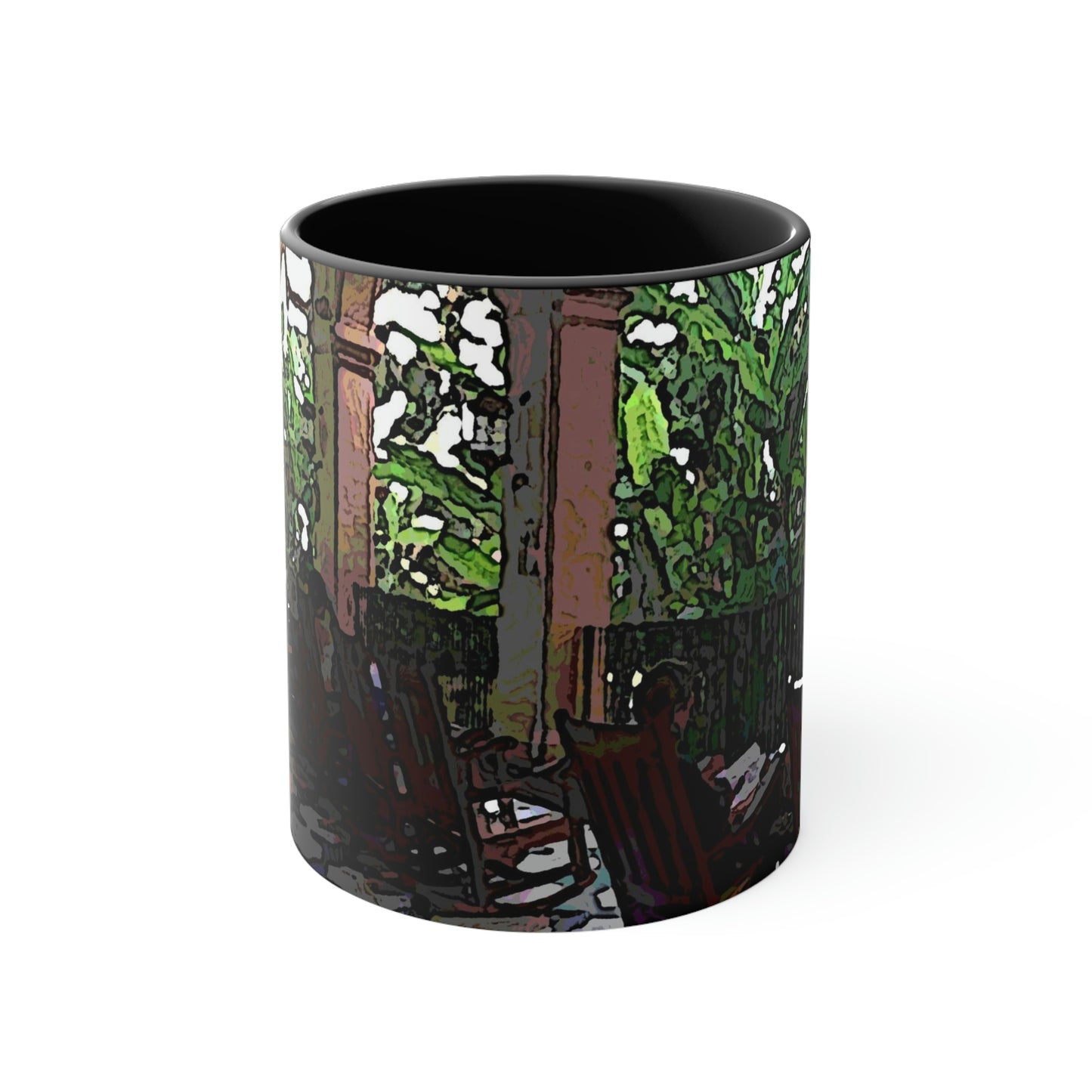 Accent Coffee Mug, 11oz ...  Lanai & Rocking Chairs At: 'The Pink Palace' ... The Royal Hawai'ian ... Honolulu, HI ... '27Oct2014' ... Original Works ...