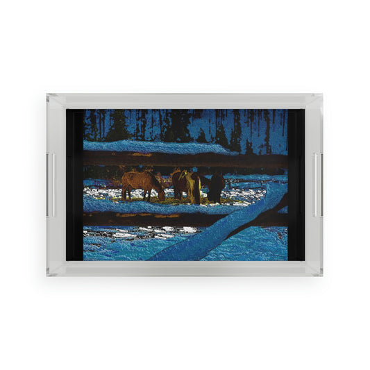 Acrylic Serving Tray ...  A Horse ... A Saddle ...  Foraging Through The Snow ...  An_Asses 'Cry' ... Central Idaho, November 2022 ...  Original Works ..