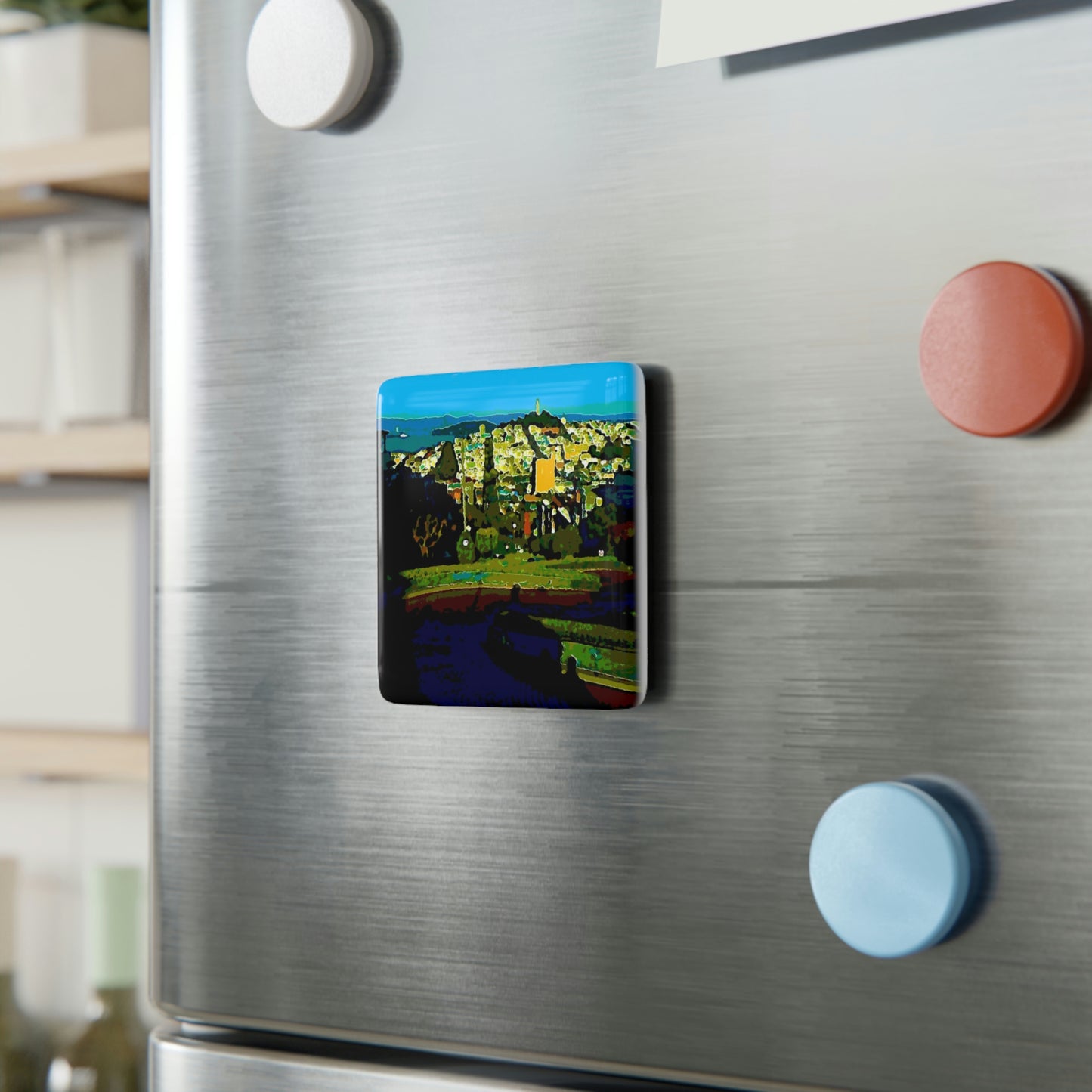 Porcelain Magnet, Square ... "Lombard Street San Francisco, CA, USA" ... Family Archives 1970's ... Original Works ...
