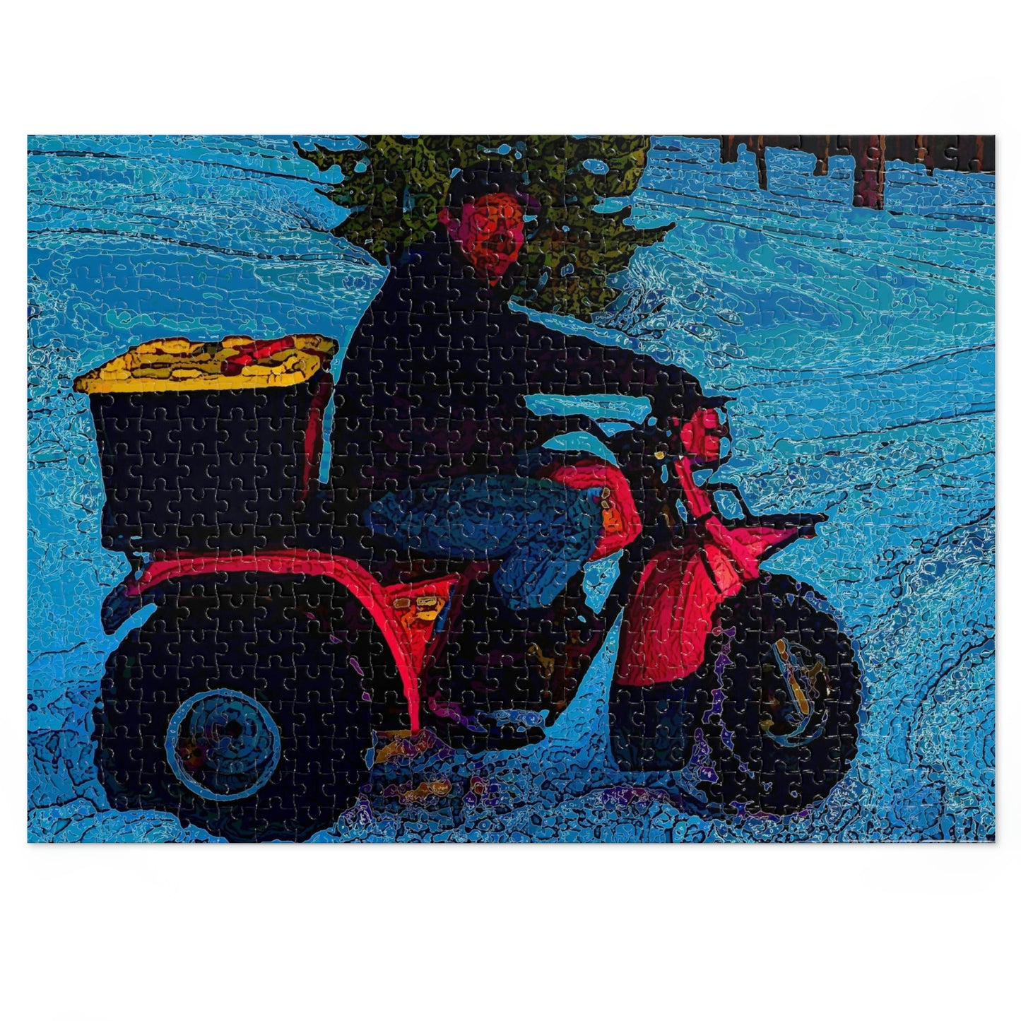 Jigsaw Puzzle (30, 110, 252, 500,1000-Piece) ... There's 2-Wheelin ... There's 4-Wheelin ... 'And-Of-Course' ... "There's 3-Wheelin-In-The-Snow" ...  Original Works ...