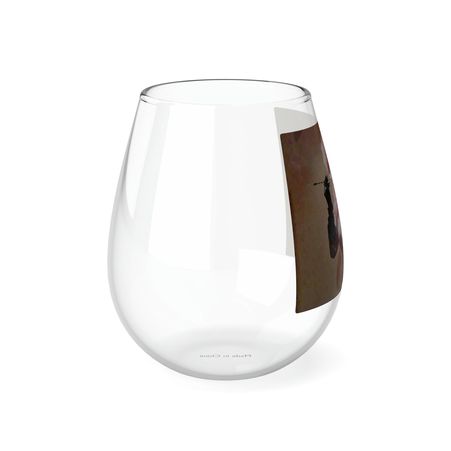 Stemless Wine Glass, 11.75oz ...  A Colleague Overseas ... 'Enjoying A Fag' ... Original Works ... "April Fools 2023" ... Hot-Tranny-Smoke ...