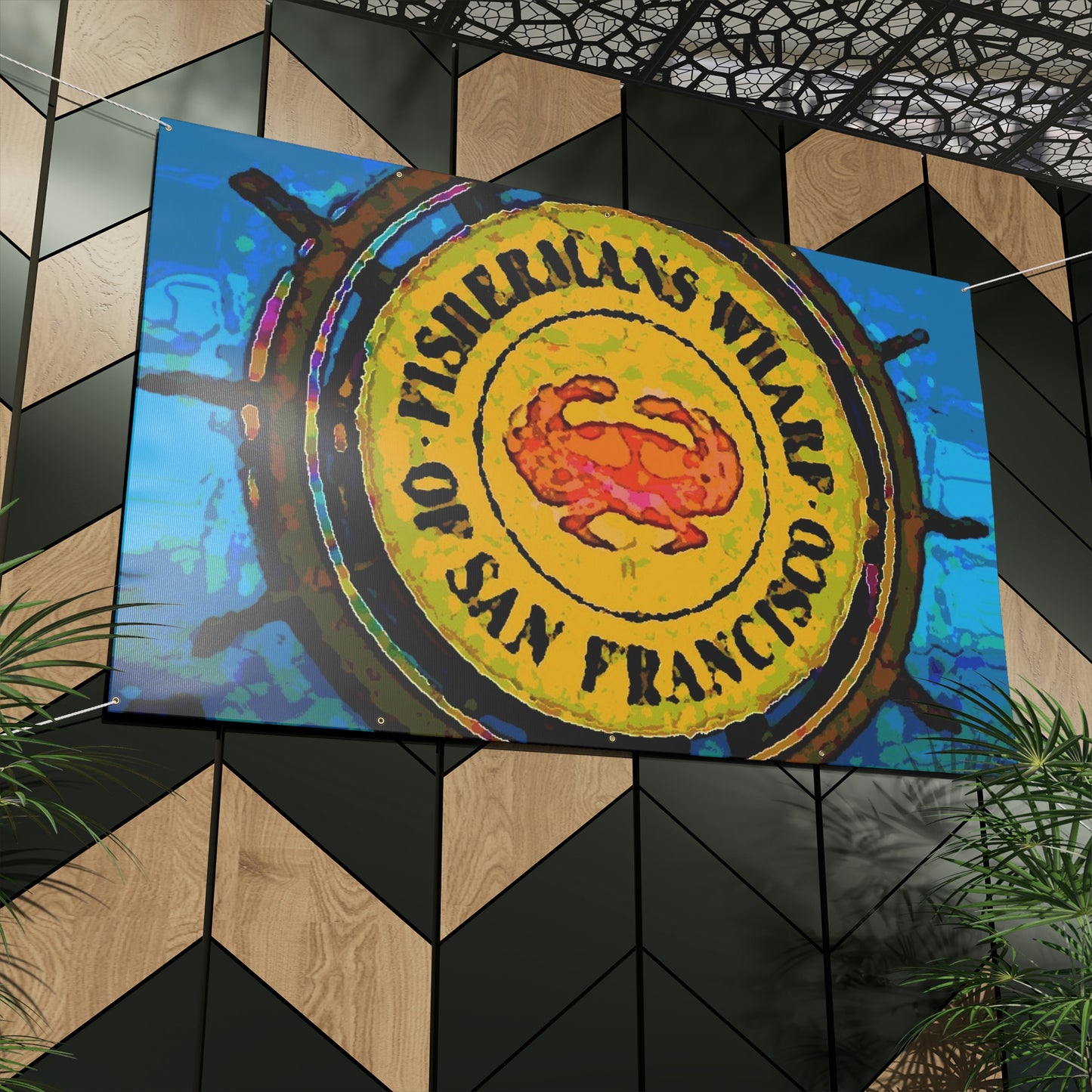 Matte Banner ... "No.9 Fishermen's Grotto - Fishermen's Wharf, SF, California" ... Family Archives: 1970's ... Original Works ...