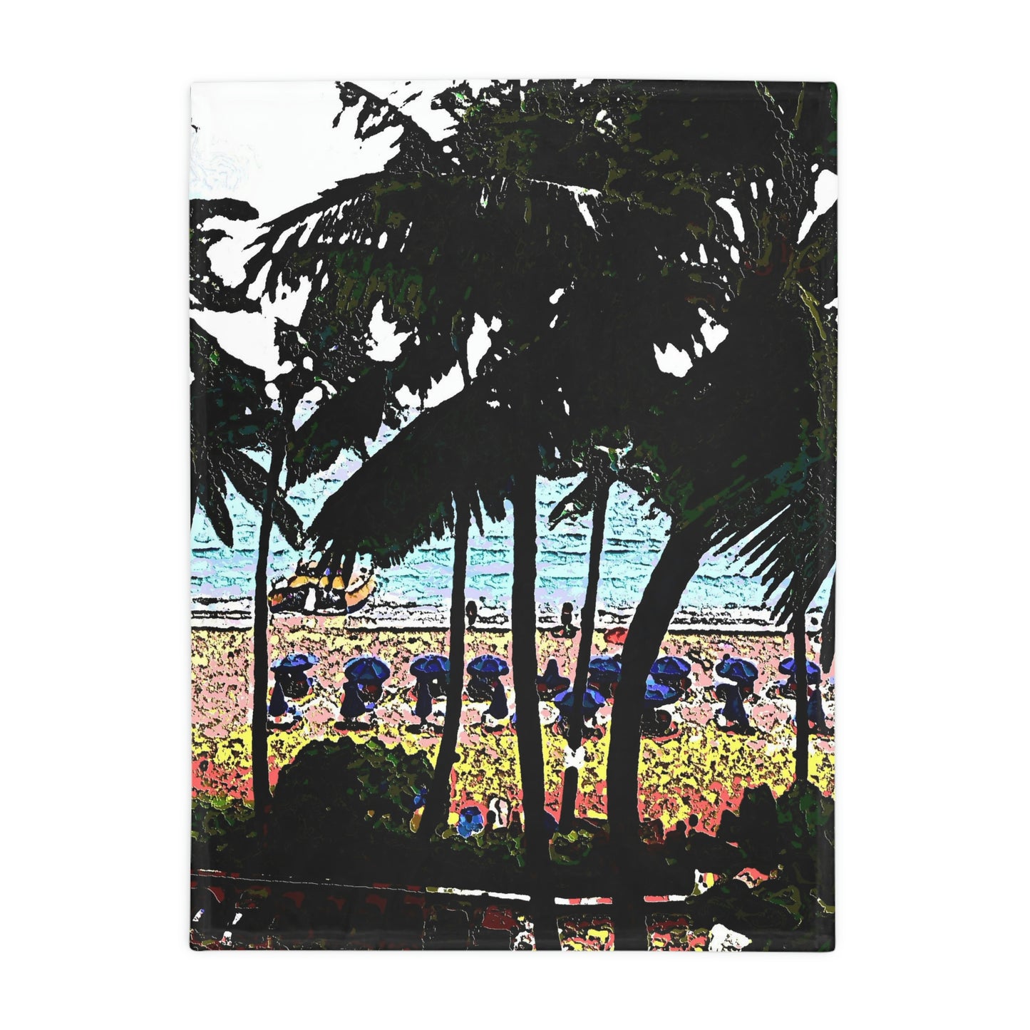 Plush Fleece Blanket ... "A Beautiful Beach Amongst The Palms" ... The Outrigger Waikiki, Honolulu, Oahu ... Original Works ...