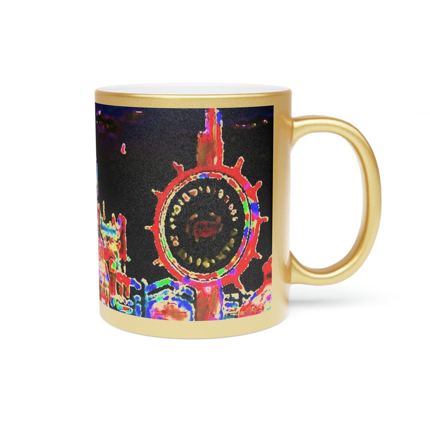 Metallic Mug (Silver\Gold) ... "No.9 Fishermen's Grotto - Fishermen's Wharf, SF, California" ... Family Archives: 1970's ... Original Works ...