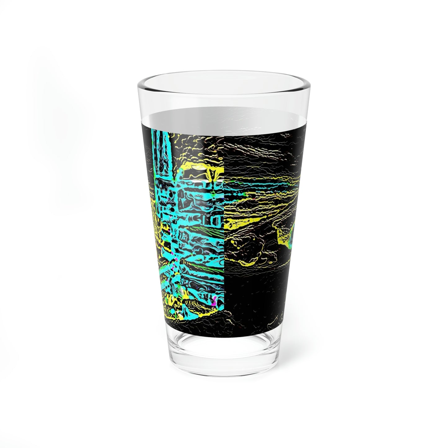 Mixing Glass, 16oz ... "Snow Vehicle In Snow Storm At-Rest" ... Circa 12Mar23 ... Central Idaho ... 18-Hours Rendering Time: Original Works ...