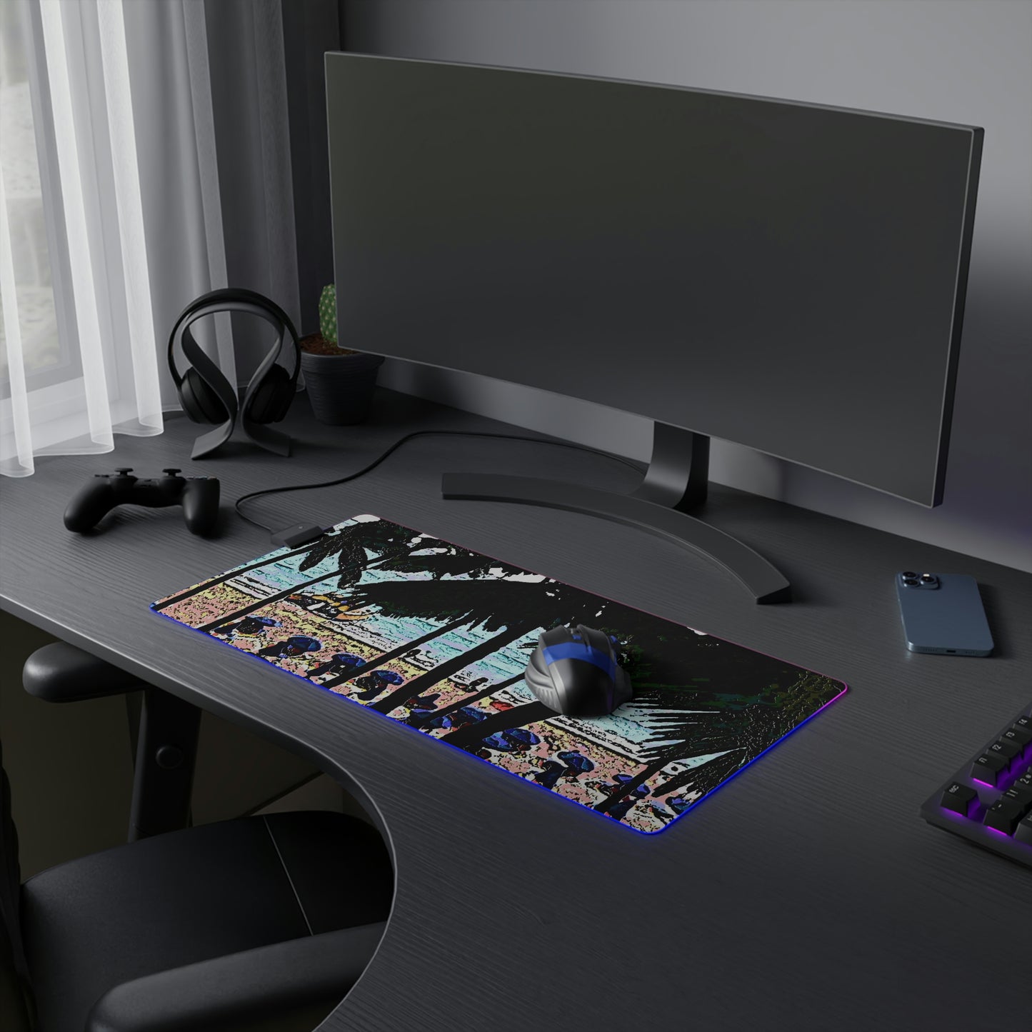 LED Gaming Mouse Pad ... "A Beautiful Beach Amongst The Palms" ... The Outrigger Waikiki, Honolulu, Oahu ... Original Works ...