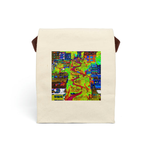 Canvas Lunch Bag With Strap ... A Crazy Street ... 'Eight Winding Curve-Switchbacks' ... "Lombard Street, San Francisco, CA' ... Family Archives: 1970's ... Original Works ...