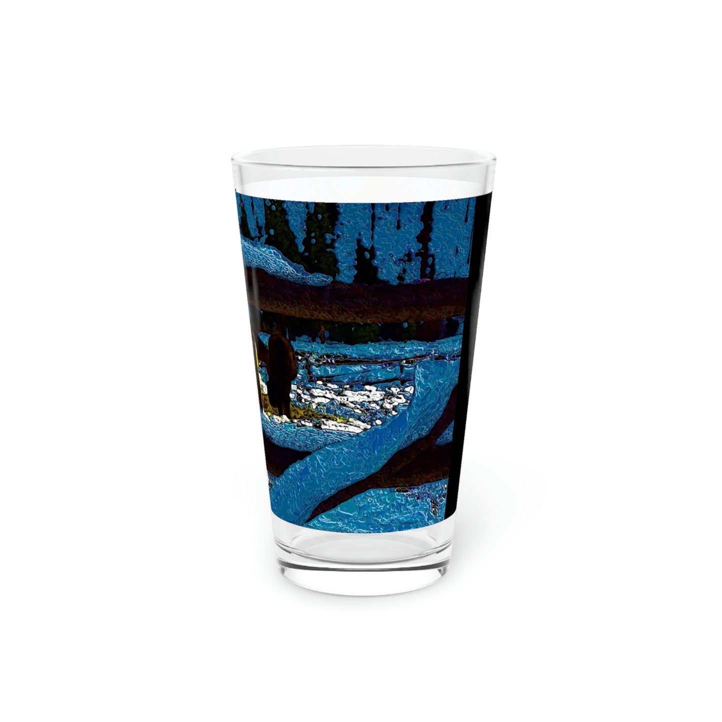 Pint Glass, 16oz ... A Horse ... A Saddle ...  Foraging Through The Snow ...  An_Asses 'Cry' ... Central Idaho, November 2022 ...  Original Works ...