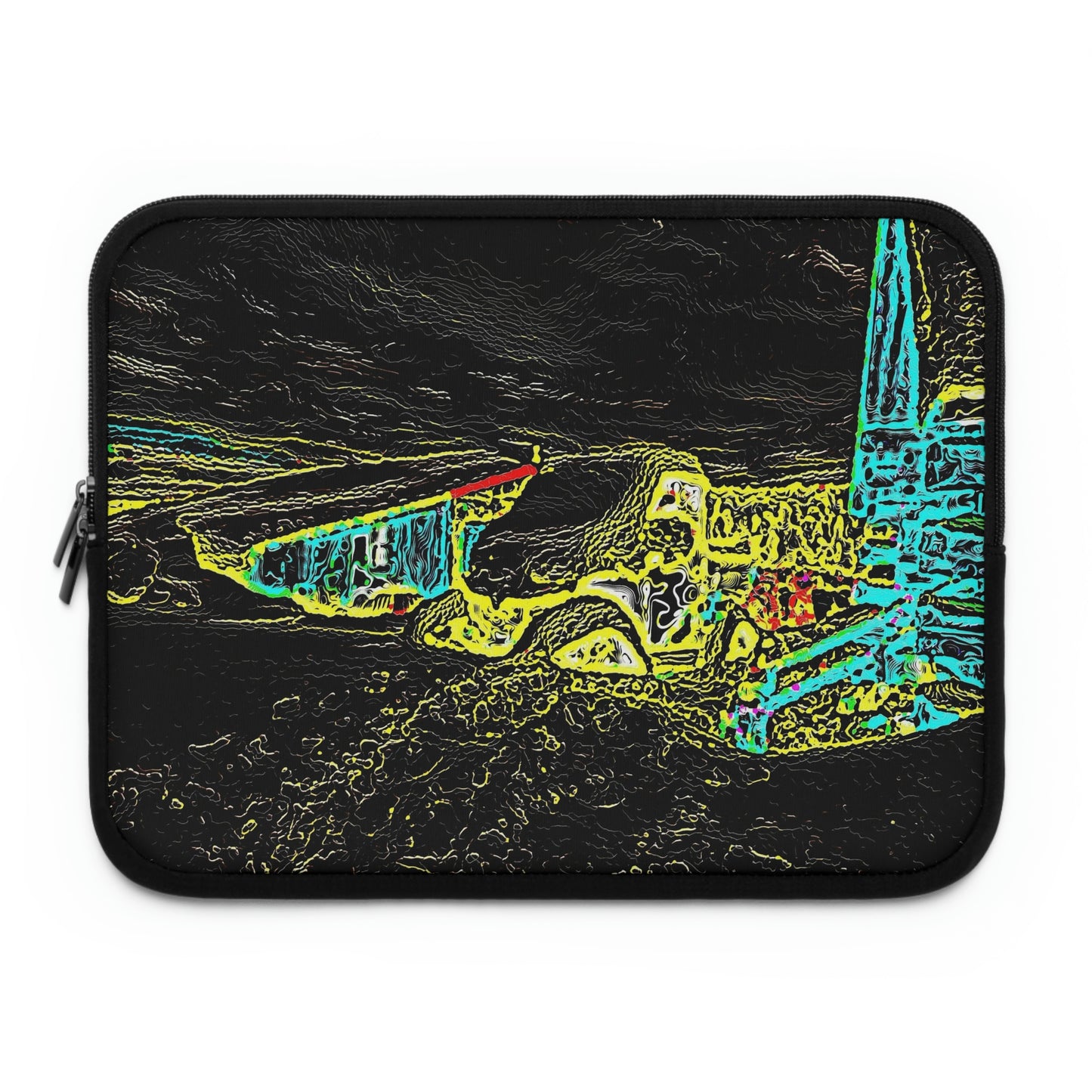 Laptop Sleeve ... "Snow Vehicle In Snow Storm At-Rest" ... Circa 12Mar23 ... Central Idaho ... 18-Hours Rendering Time: Original Works ...