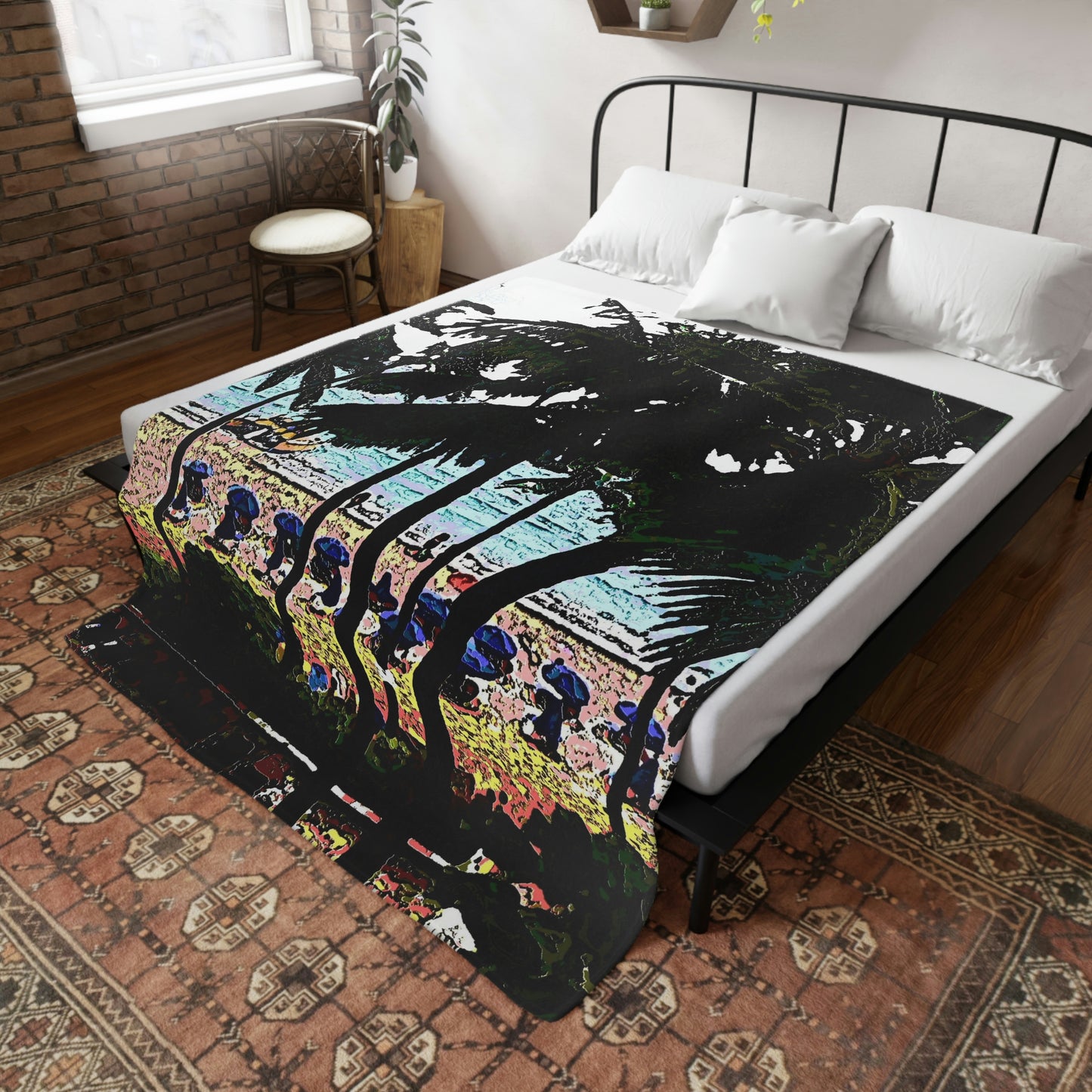 Plush Fleece Blanket ... "A Beautiful Beach Amongst The Palms" ... The Outrigger Waikiki, Honolulu, Oahu ... Original Works ...
