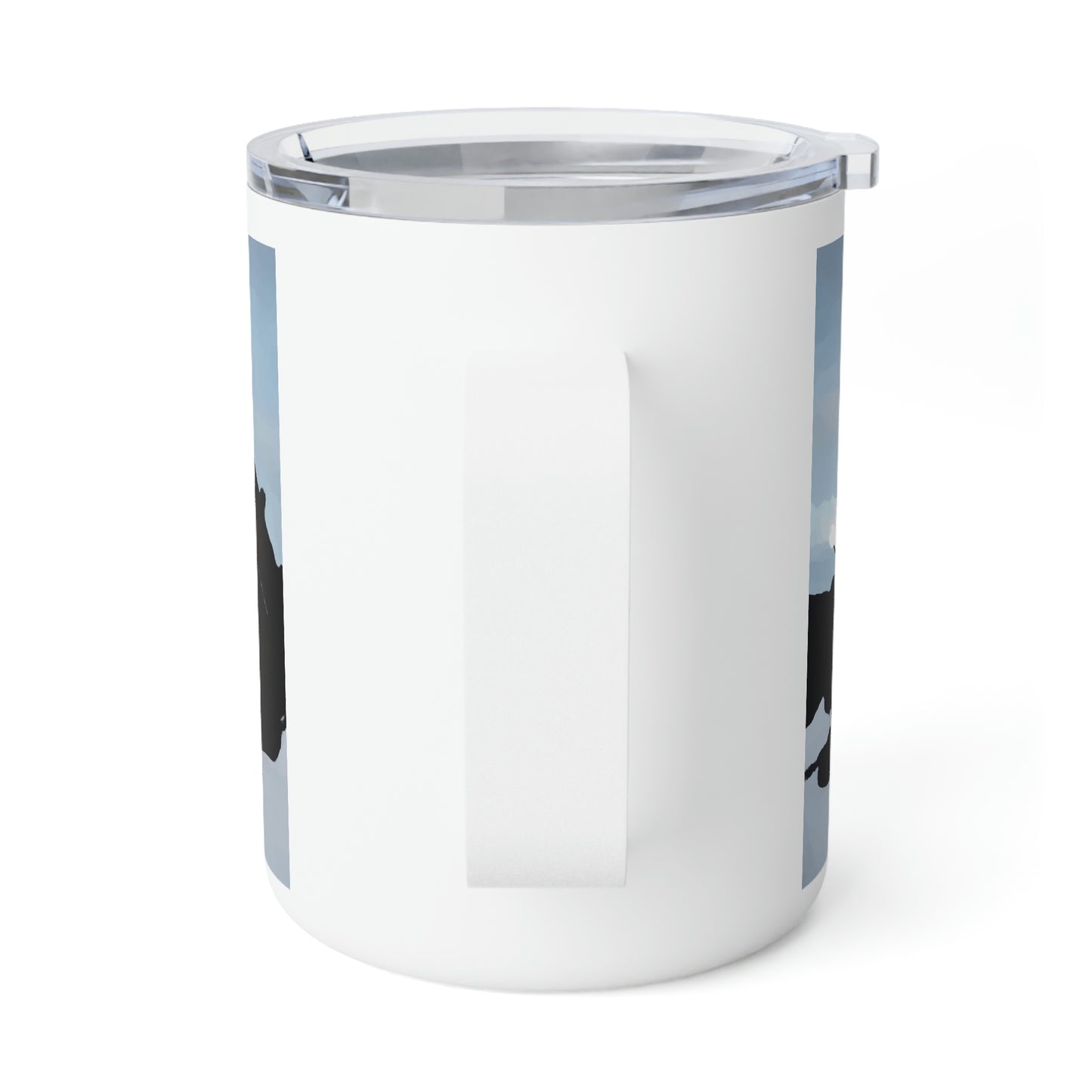Insulated Coffee Mug, 10oz ... After An Intense Snow Storm ... 'Digging Out' ... A Vehicle & Cabin "In The Mountains" ... March 2023 ... Original Works ...
