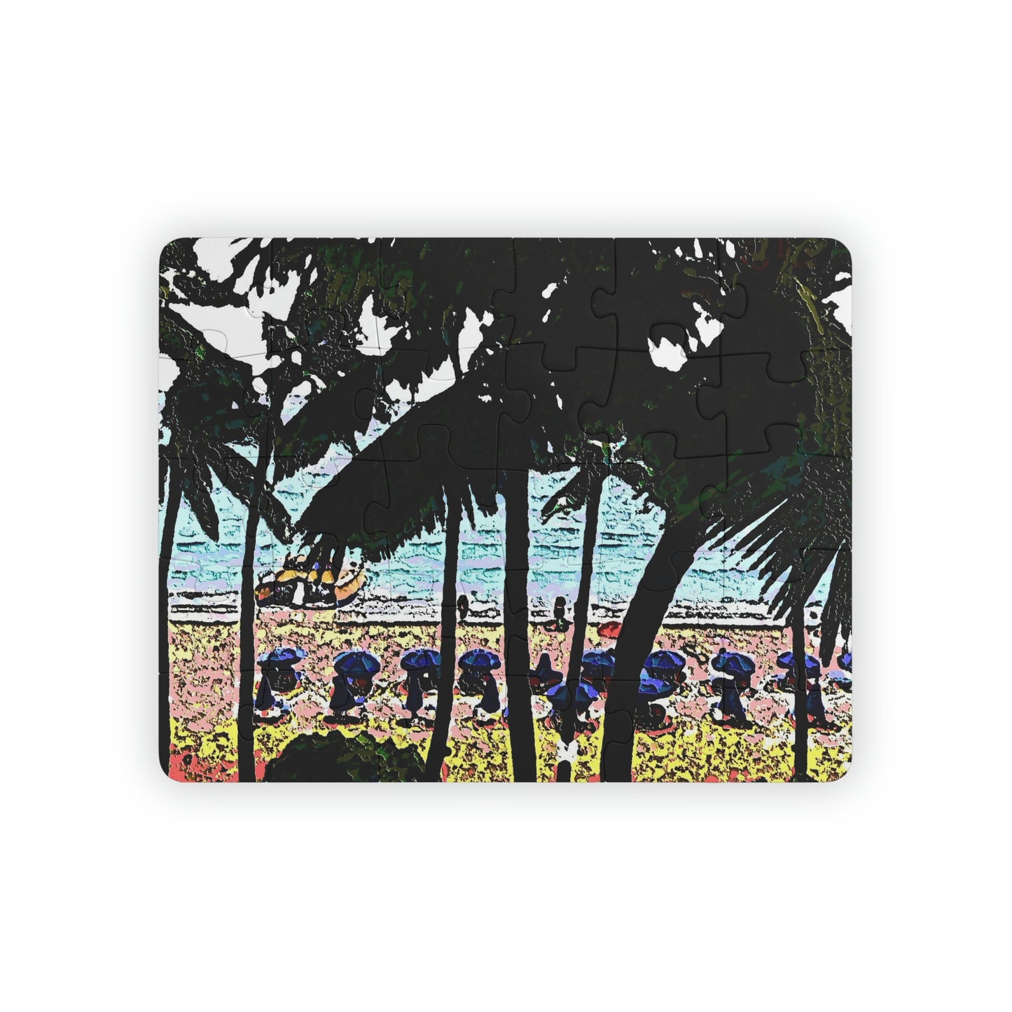 Kids' Puzzle, 30-Piece ...  "A Beautiful Beach Amongst The Palms" ... The Outrigger Waikiki, Honolulu, Oahu ... Original Works ...