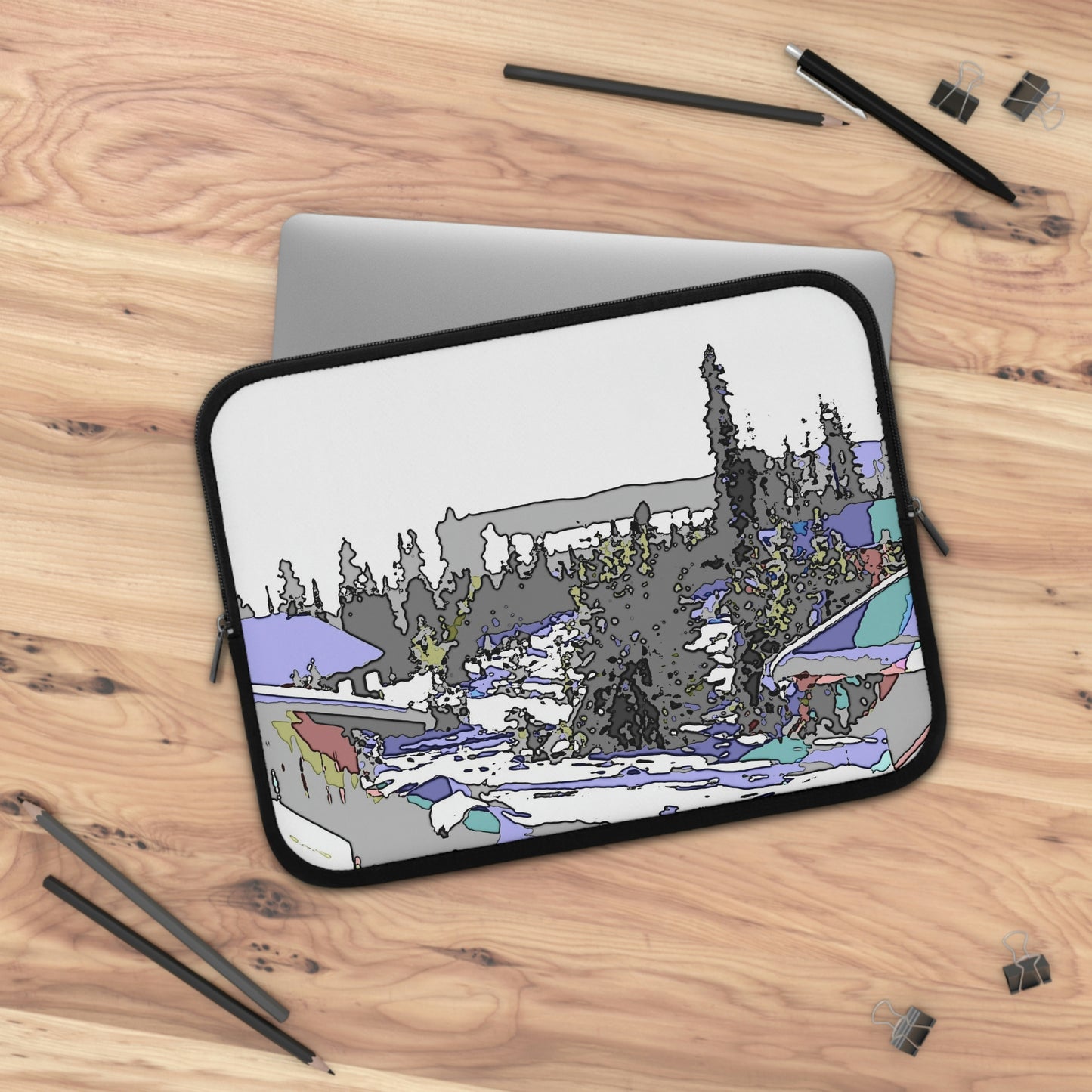 Laptop Sleeve ...  Snow ... Impressionalism ... Mountain-Snowscape "Happy New Years 2023!" ...