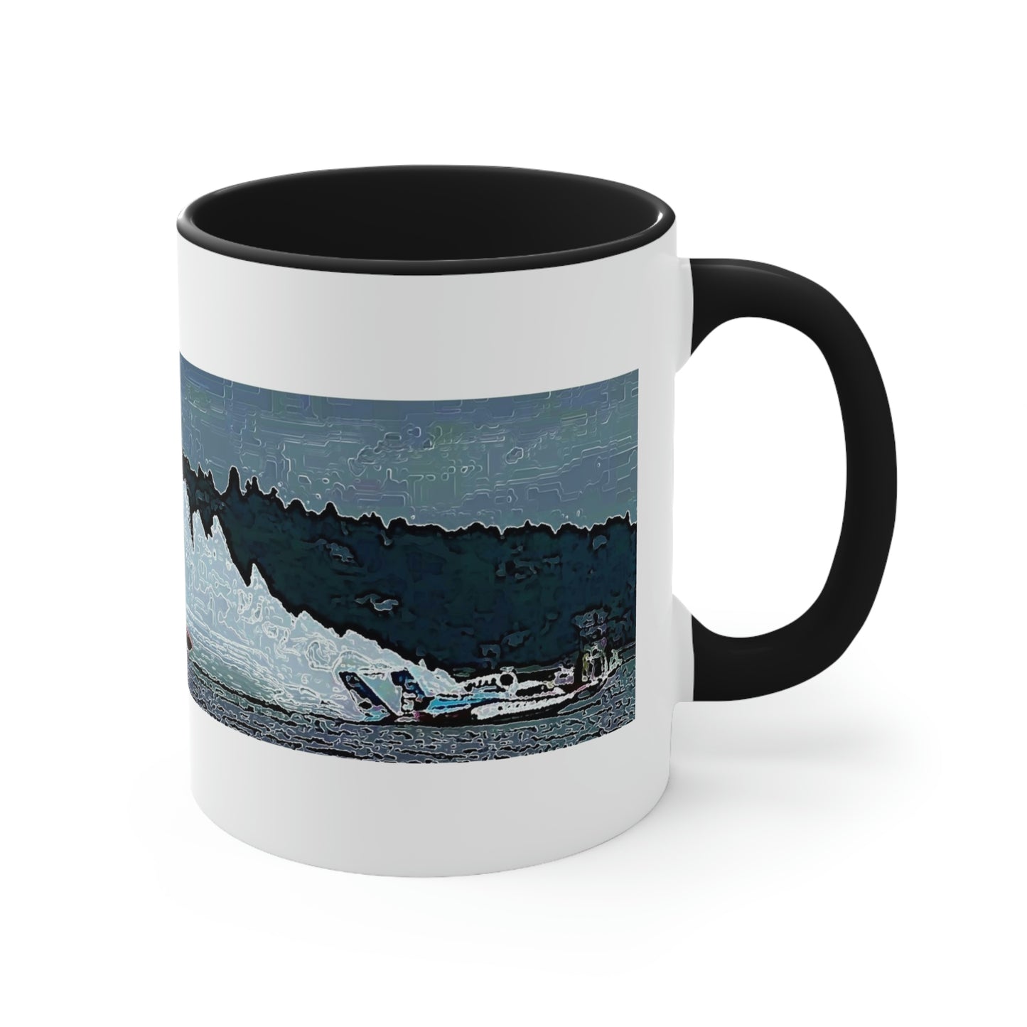 Accent Coffee Mug, 11oz ... Seattle Columbia Cup On Lake Washington ... "Dave Wilcox Heads For The Win" ... Associate Gift-Photo ... Original Works ...