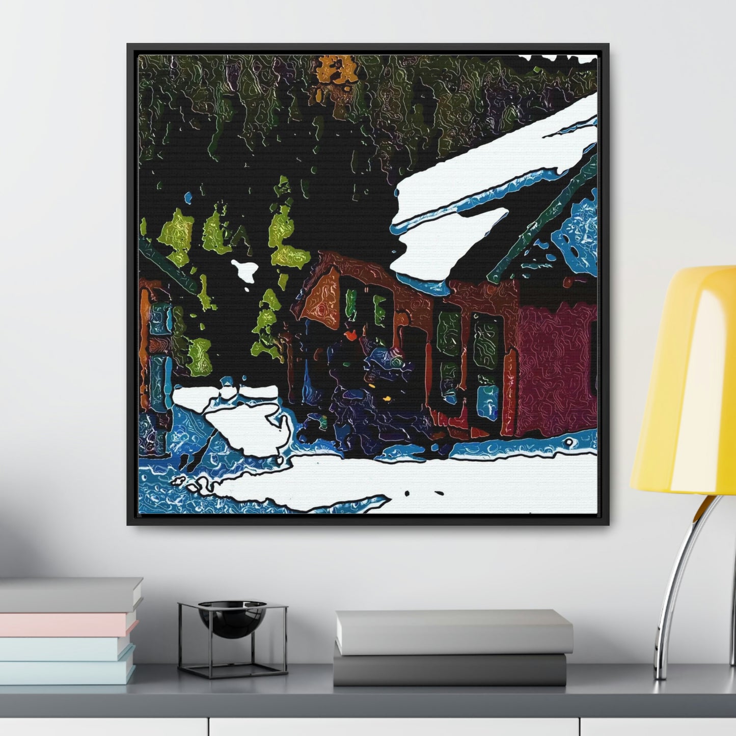 Gallery Canvas Wraps, Square Frame ... "A Rider Passeth-Through-It" ... Colors Galore & A Bit Of Impressionism ... Original Works. Winter 2021. Central Idaho. Rendering Time: 12 Hours ...