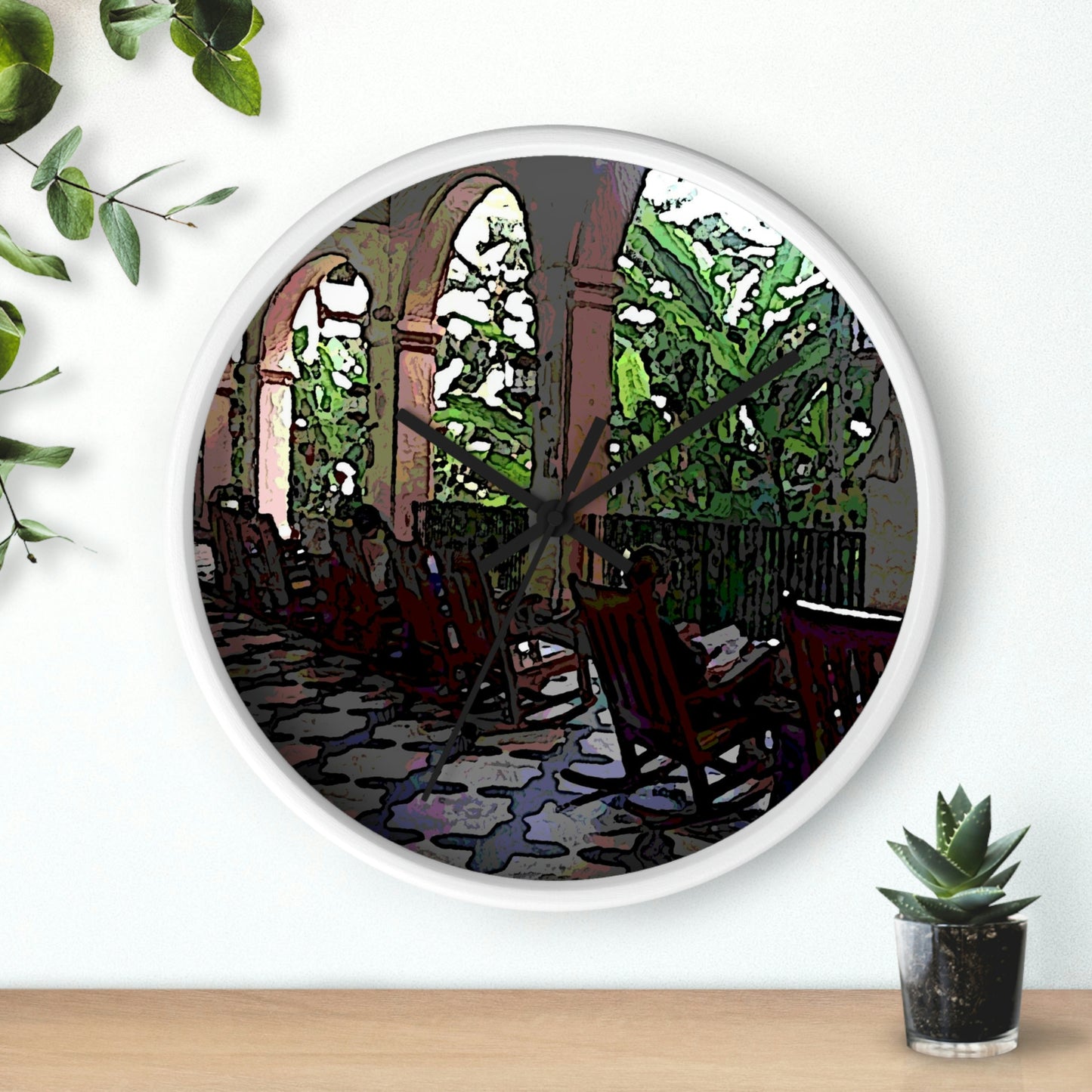 Wall clock ... Lanai & Rocking Chairs At: 'The Pink Palace' ... The Royal Hawai'ian ... Honolulu, HI ... '27Oct2014' ... Original Works ...