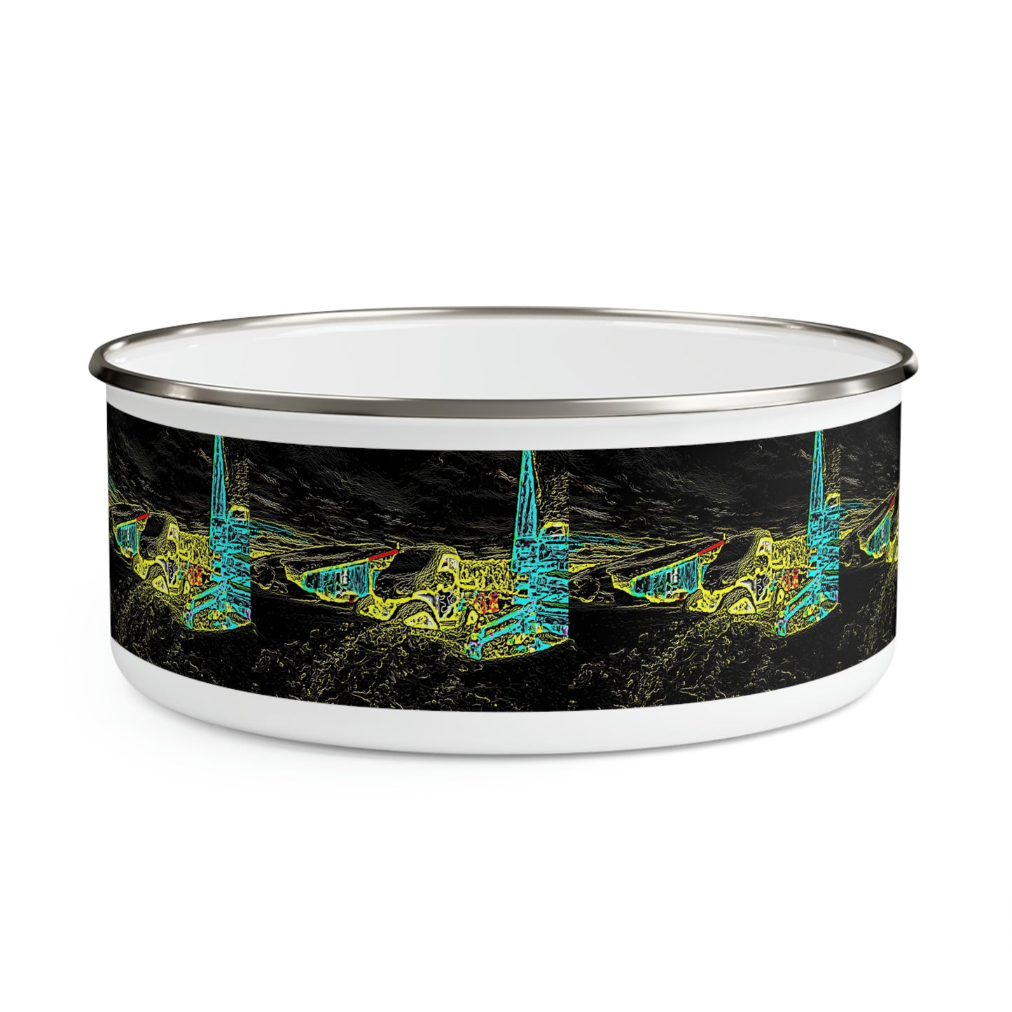 Enamel Bowl ... "Snow Vehicle In Snow Storm At-Rest" ... Circa 12Mar23 ... Central Idaho ... 18-Hours Rendering Time: Original Works ...