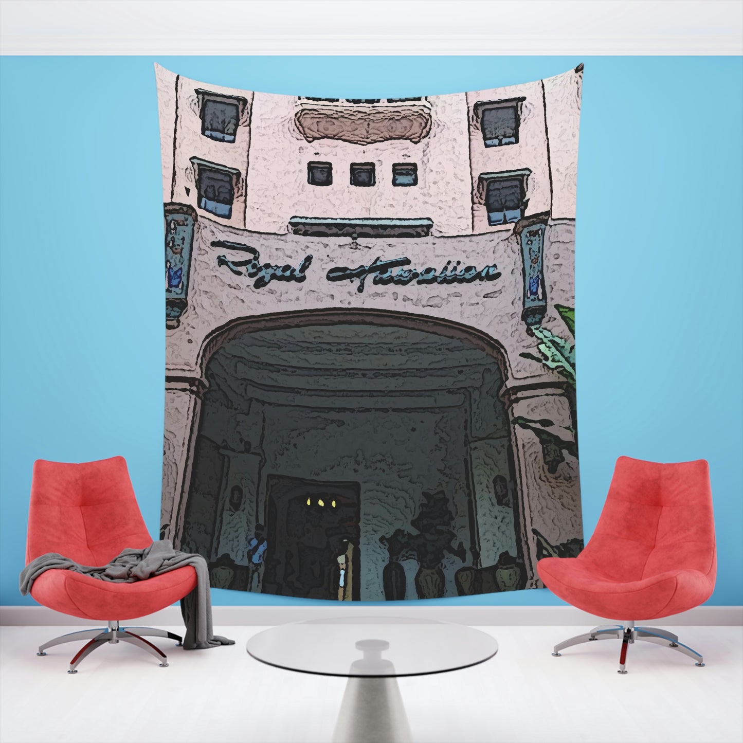 Printed Wall Tapestry ...  "La Grande Entree" At: 'The Pink Palace' ... The Royal Hawai'ian ... Honolulu, HI ... '27Oct2014' ... Original Works ...