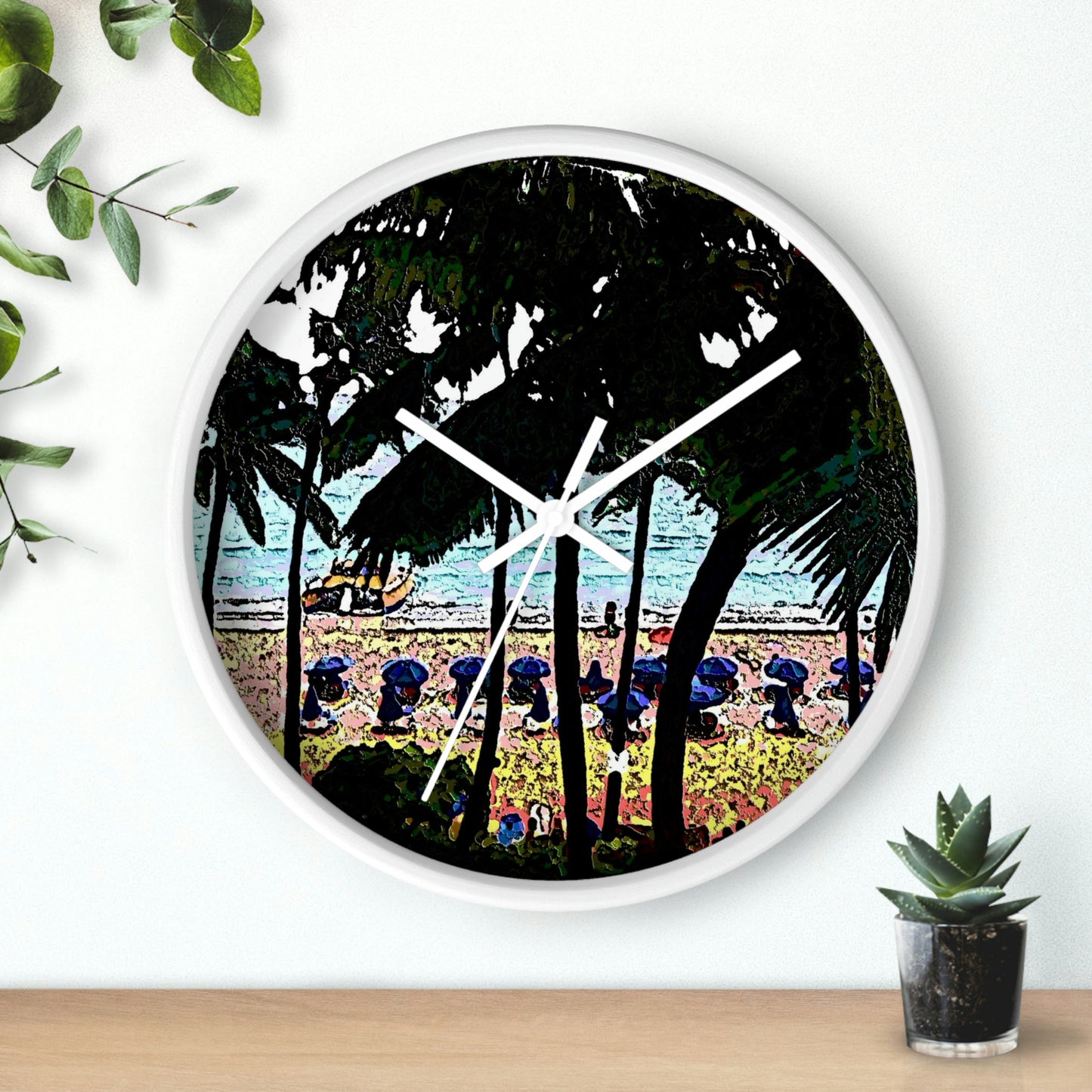 Wall Clock ... "A Beautiful Beach Amongst The Palms" ... The Outrigger Waikiki, Honolulu, Oahu ... Original Works ...