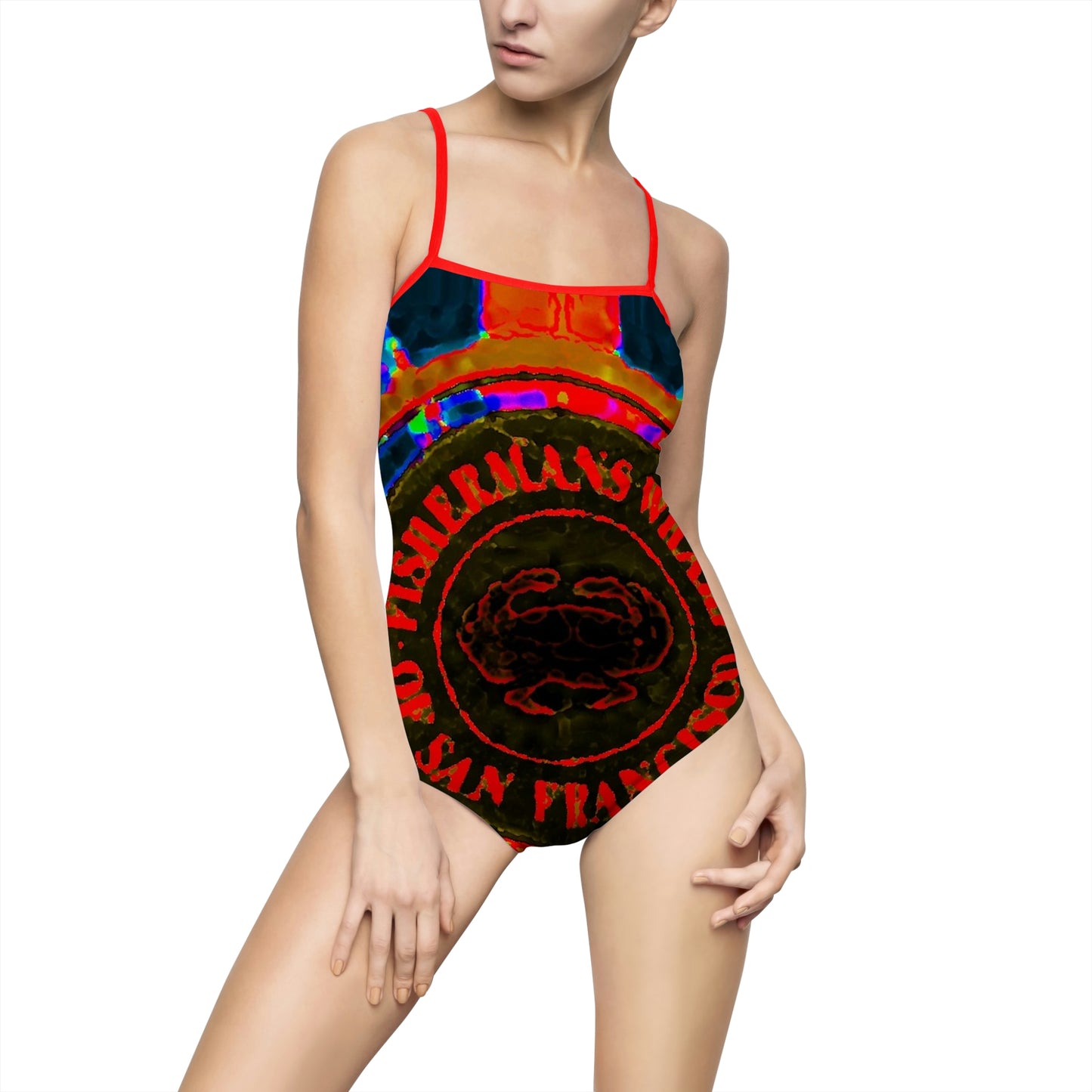 Women's One-piece Swimsuit ... "No.9 Fishermen's Grotto - Fishermen's Wharf, SF, California" ... Family Archives: 1970's ... Original Works ...