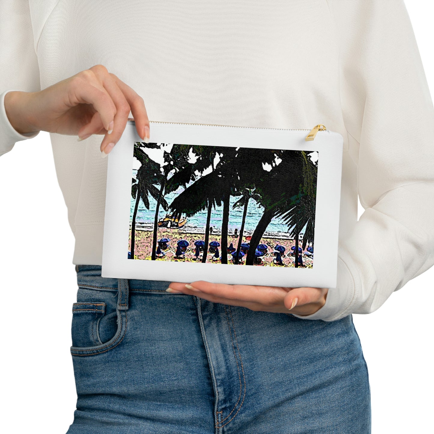 Cosmetic Bag ... "A Beautiful Beach Amongst The Palms" ... The Outrigger Waikiki, Honolulu, Oahu ... Original Works ...