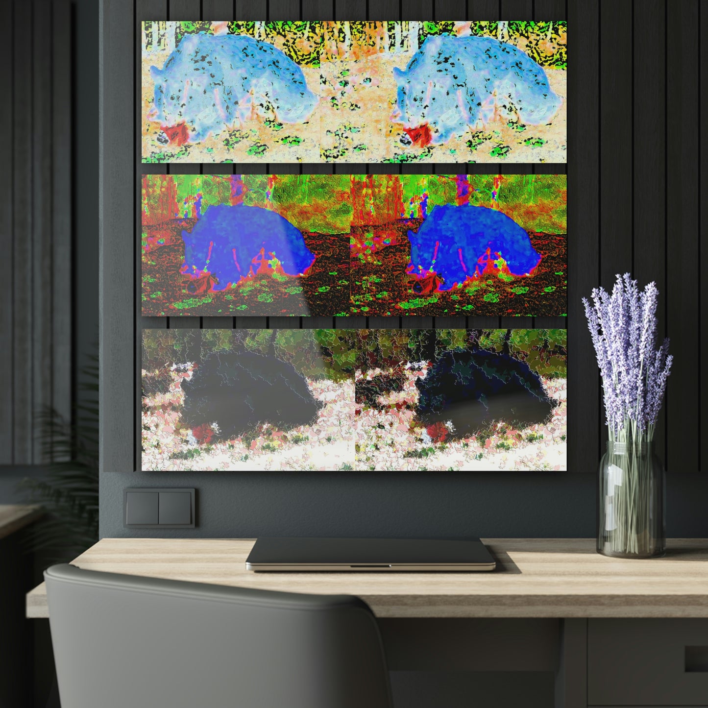 Acrylic Prints (Triptych) ... RCY: "Rhett Creek Yogi ... '500 Lbs Of Autumn Season Hunger' ..." September 2022 ... Central Idaho ... Original Works ...