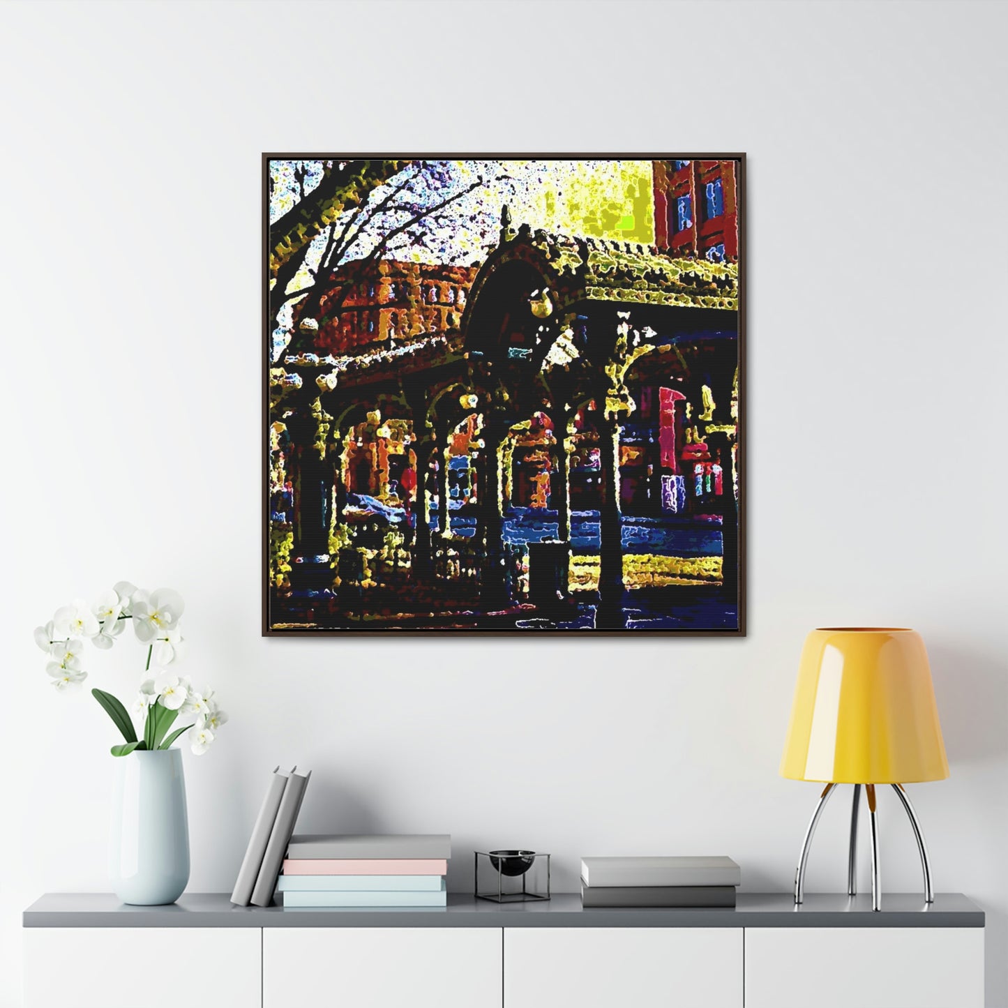 Gallery Canvas Wraps, Square Frame ... A Very Fine Place To Meet ... To Catch The Bus ... 'To Find A Friend' .. Just-To-Hangout ... Dr FJHolt Base Photo ... Original Works ...