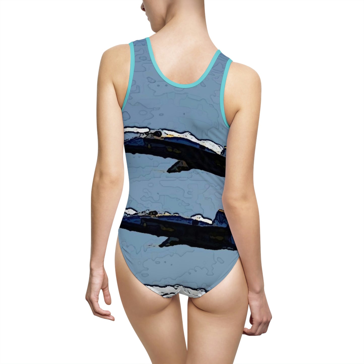 Women's Classic One-Piece Swimsuit ... Seattle Seafair ..."Blue Angels Run Over Lake Washington" ... Circa Mid 1980's ... Dr FJ Holt ... Original Works ...