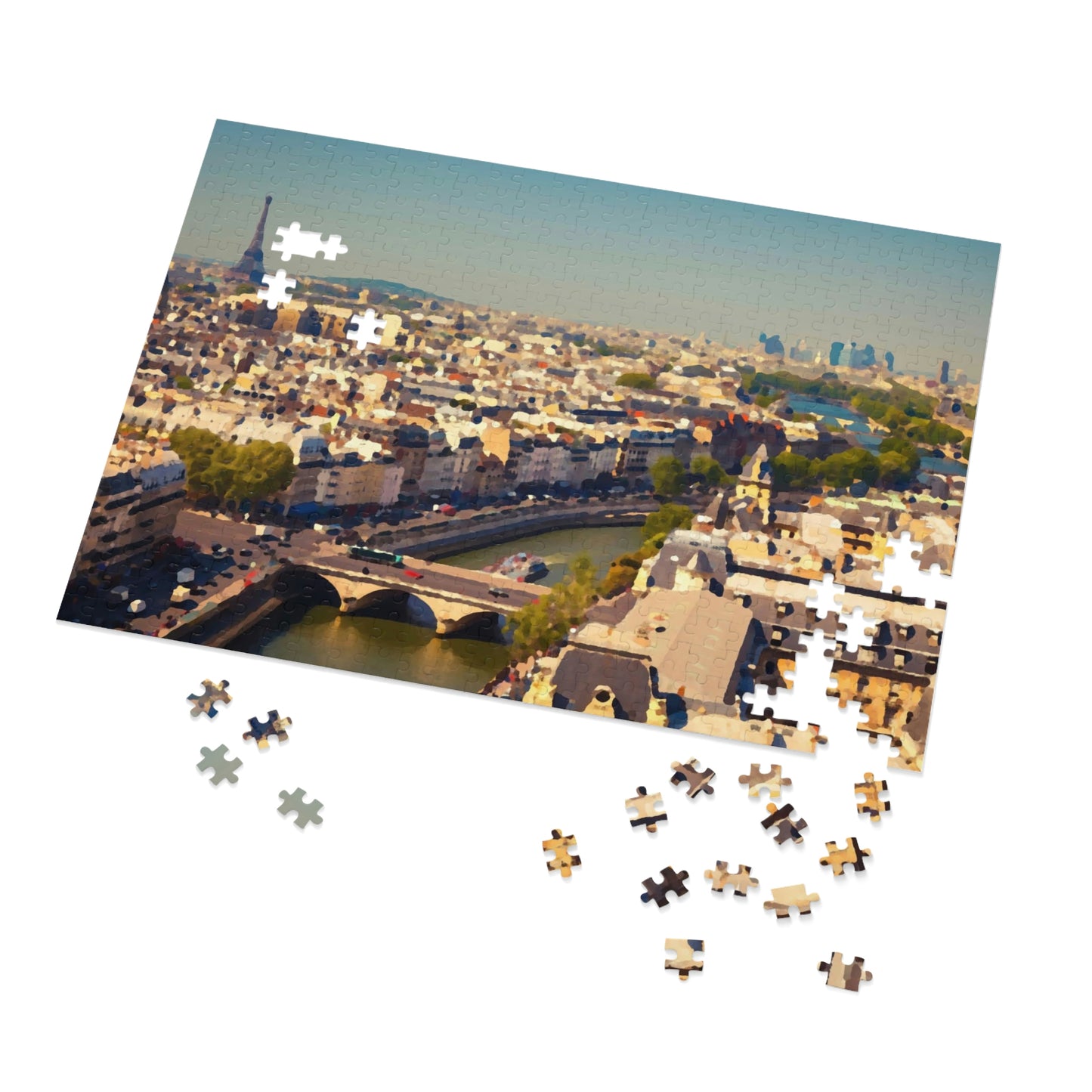 Jigsaw Puzzle (30, 110, 252, 500,1000-Piece) ... Au Paris ... "Along The River Seine" ... Barbara Joan Bonnell-Holt: 1972 ... Original Works ...