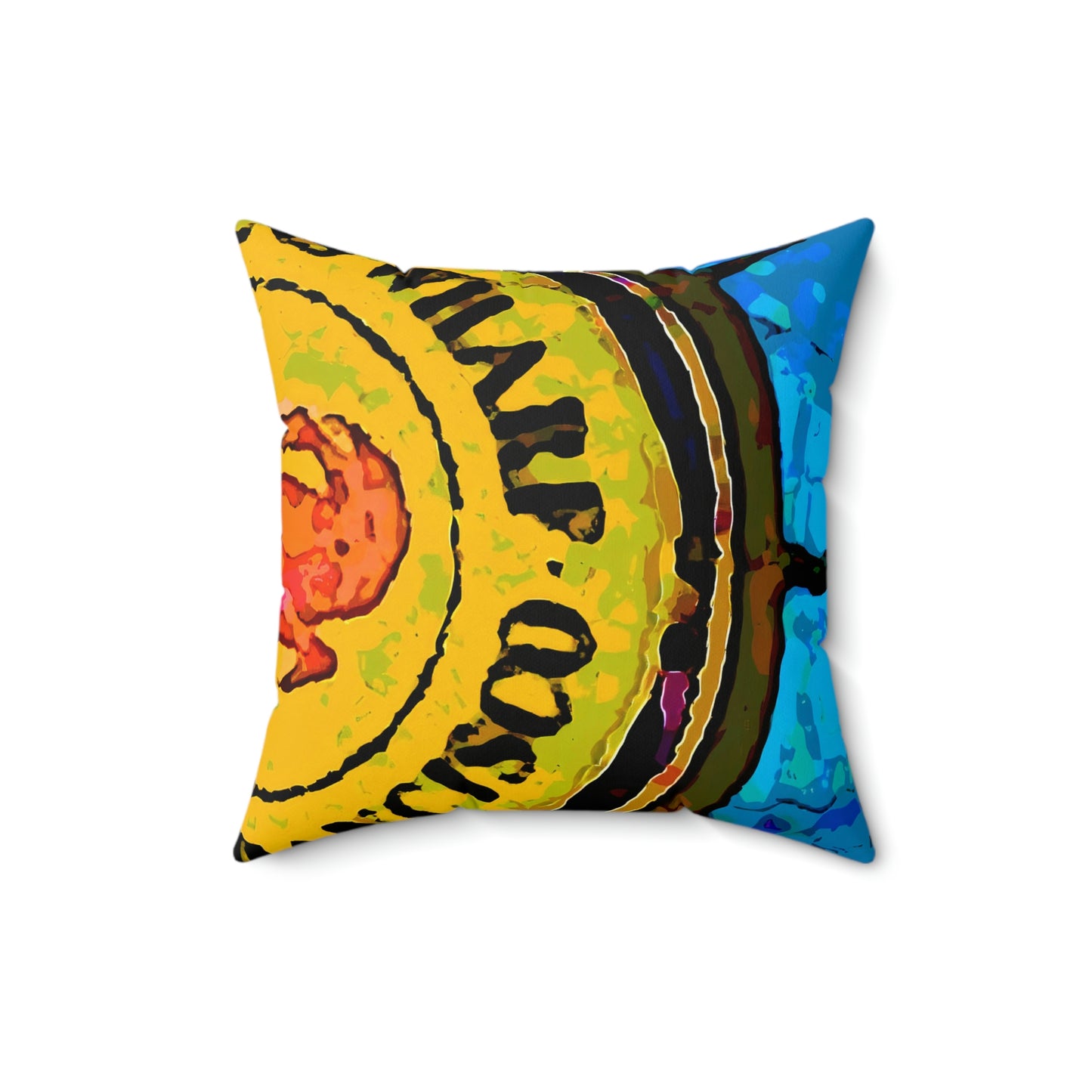 Faux Suede Square Pillow ... "No.9 Fishermen's Grotto - Fishermen's Wharf, SF, California" ... Family Archives: 1970's ... Original Works ...