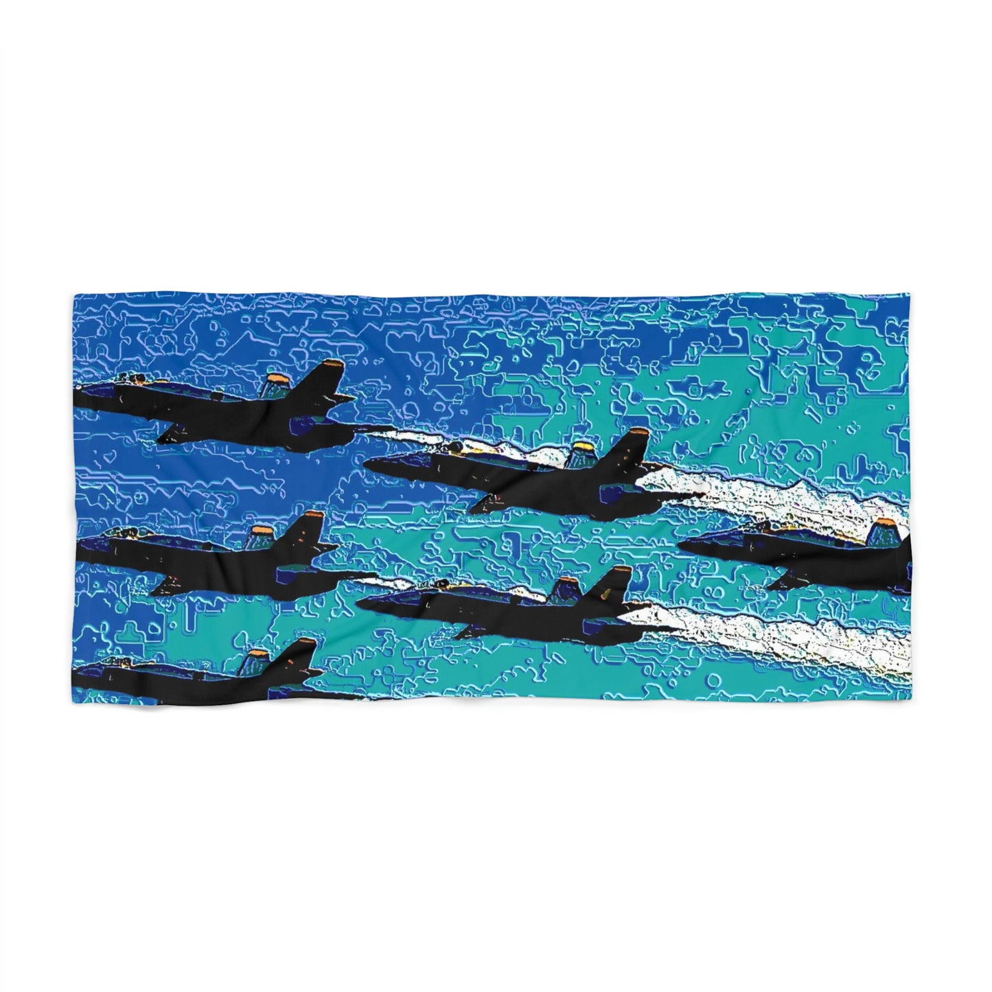Beach Towel ... Seattle Seafair ..."Blue Angels Run Over Lake Washington" ... Circa Mid 1980's ... Dr FJ Holt ... Original Works ...