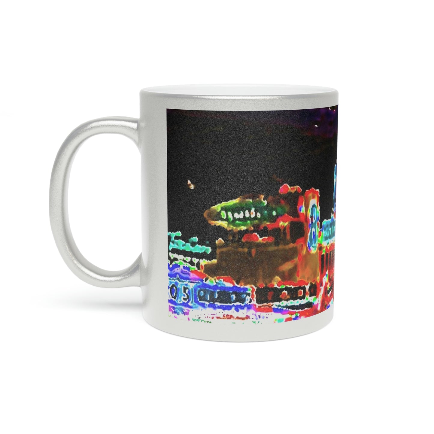 Metallic Mug (Silver\Gold) ... "No.9 Fishermen's Grotto - Fishermen's Wharf, SF, California" ... Family Archives: 1970's ... Original Works ...