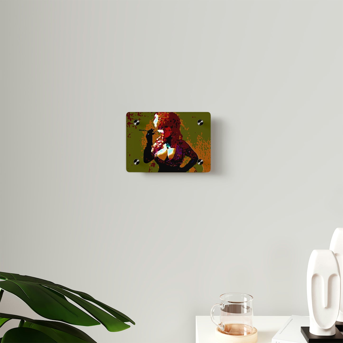 Acrylic Wall Art Panels ...  A Colleague Overseas ... 'Enjoying A Fag' ... Original Works ... "April Fools 2023" ... Hot-Tranny-Smoke ...