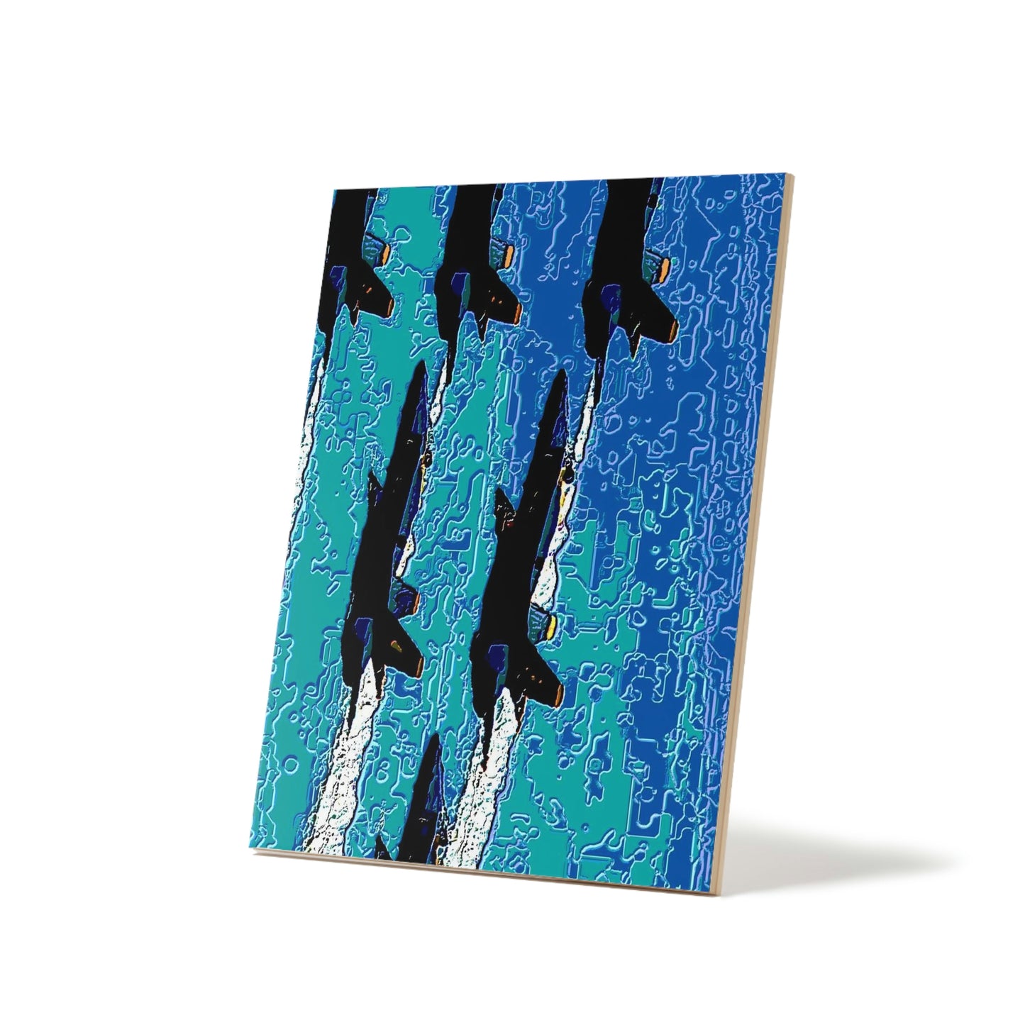 Ceramic Photo Tile ... Seattle Seafair ..."Blue Angels Run Over Lake Washington" ... Circa Mid 1980's ... Dr FJ Holt ... Original Works ...