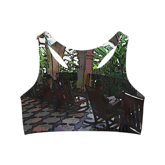 Seamless Sports Bra (AOP) ...Lanai & Rocking Chairs At: 'The Pink Palace' ... The Royal Hawai'ian ... Honolulu, HI ... '27Oct2014' ... Original Works ...