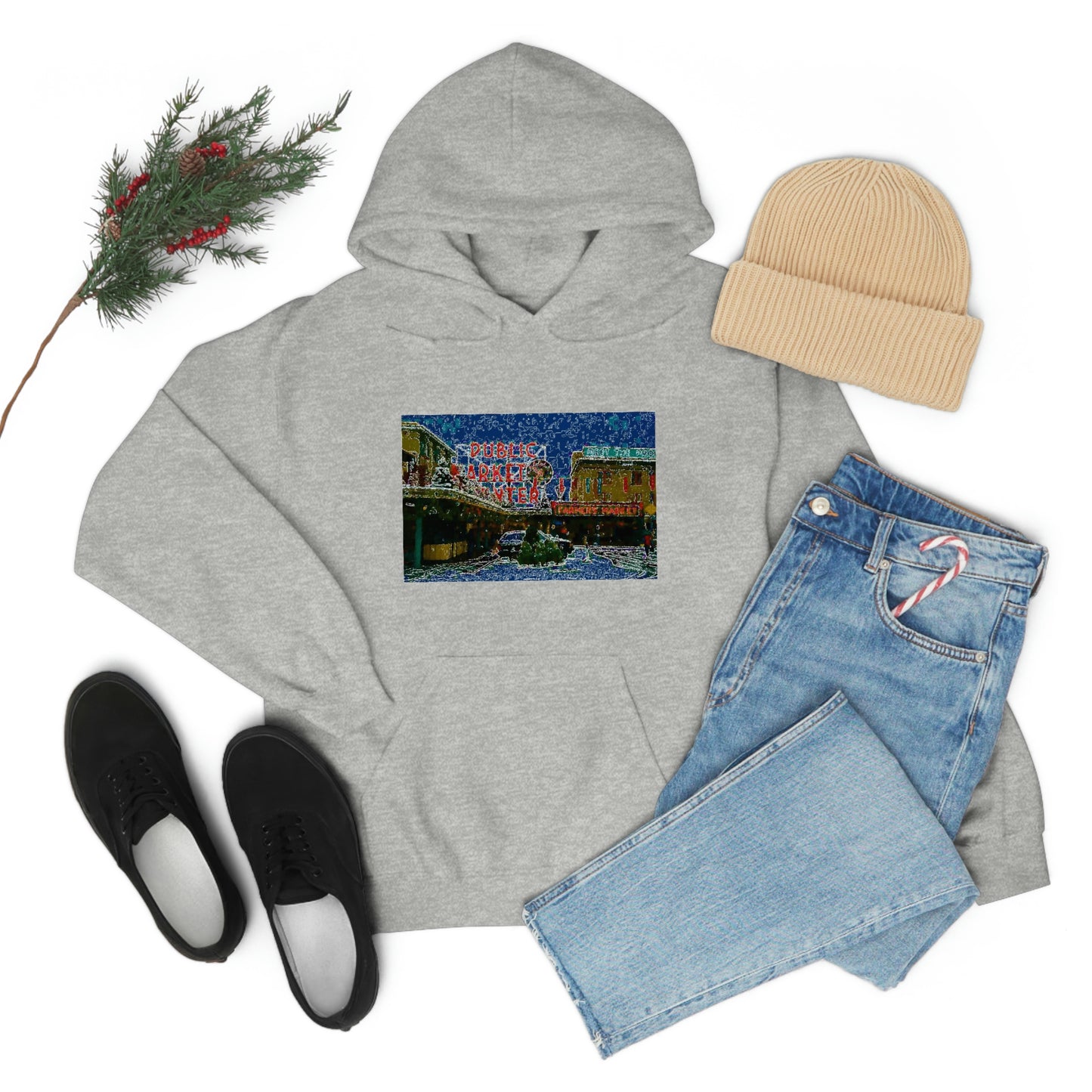 Unisex Heavy Blend™ Hooded Sweatshirt ... Pike Place Market: 'The Public Market', Seattle, Washington. Circa Fall 2013 ...